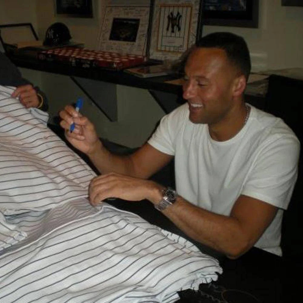 Authentic Derek Jeter Signed New York Yankees Pinstripe Jersey with COA - MLB Memorabilia for Collectors & Yankees Fans - Perfect for Display, Gifts & Sports Memorabilia Collections