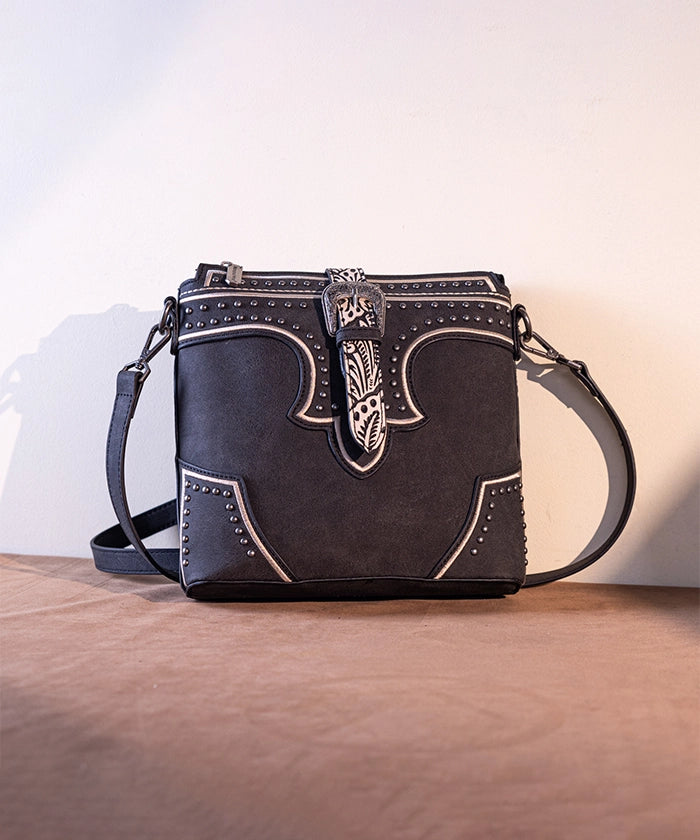 Montana West Women's Crossbody Bag with Buckle Studs - Stylish Leather Purse for Everyday Use, Travel & Shopping