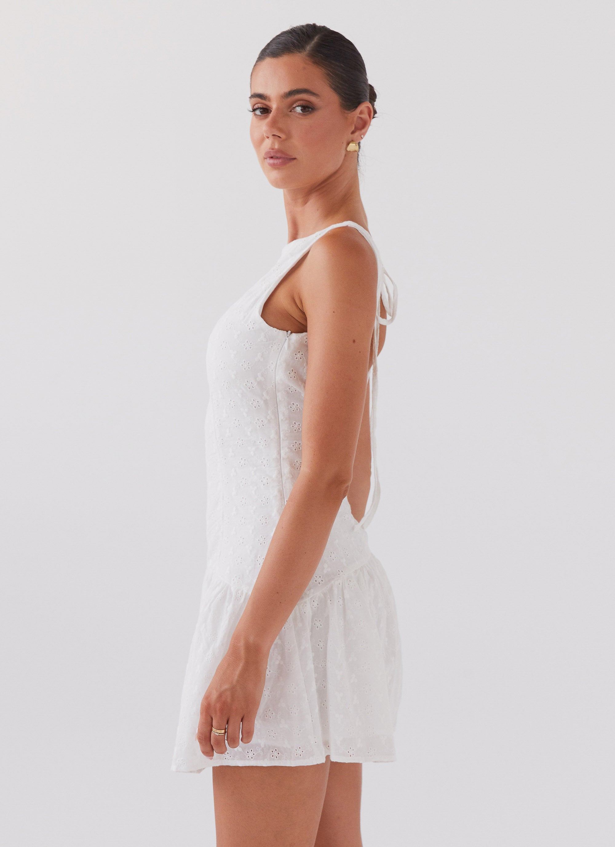 Adyson Broderie Mini Dress - Elegant White Lace Summer Dress for Women | Perfect for Weddings, Parties & Date Nights