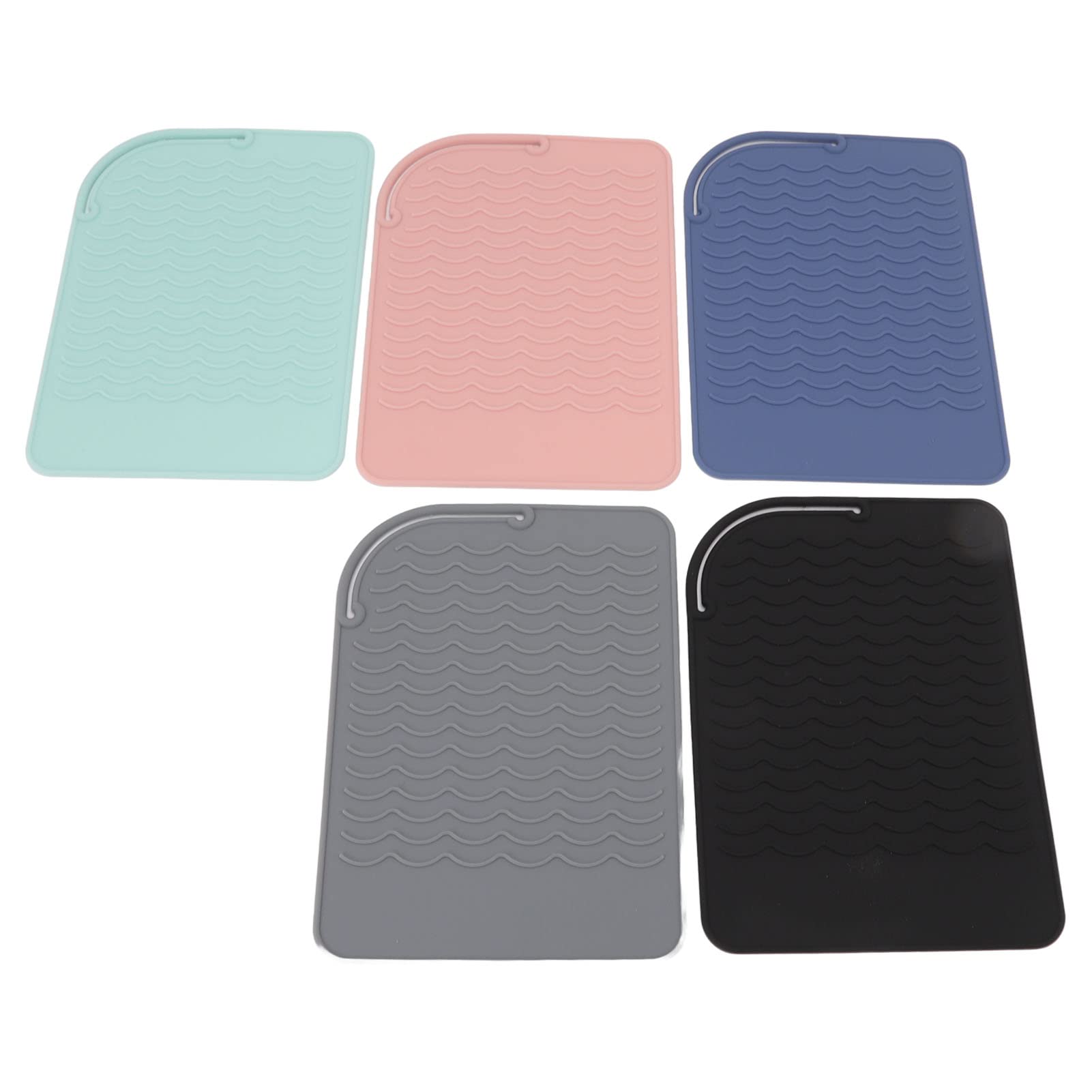 Heat Resistant Silicone Pouch & Hair Straightener Mat Set - 5PCS Non-Slip Travel & Home Storage Organizer for Curling Irons, Flat Irons & Hot Tools | Perfect for Bathroom Countertops, Vanity Tables & Suitcases