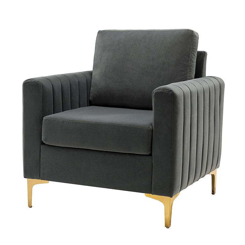 Luxury Didyme Velvet Club Armchair - Modern Accent Chair for Living Room, Bedroom & Office - Plush Upholstered Lounge Chair with Sturdy Wooden Legs - Perfect for Reading Nook, Home Theater & Cozy Spaces