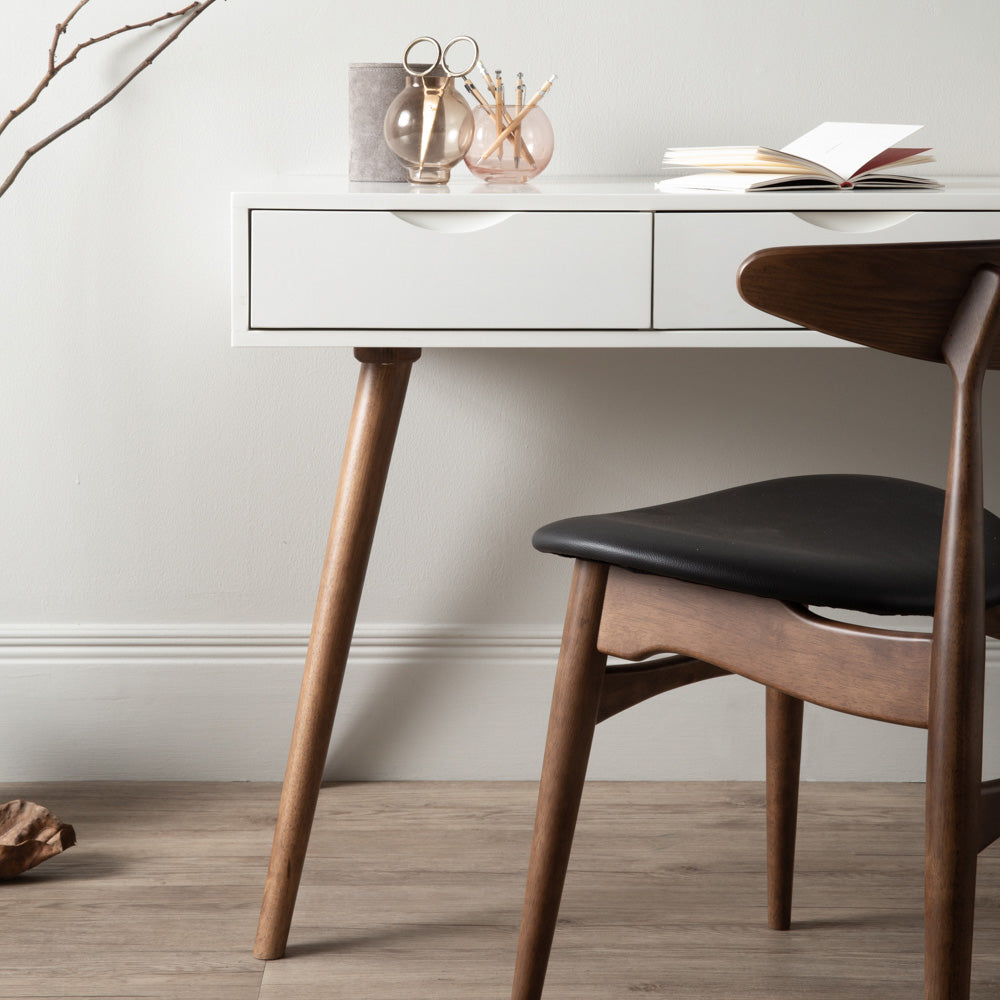 BLANCO Modern Study Desk 120cm - White & Walnut Finish, Home Office Desk for Small Spaces, Perfect for Remote Work and Online Learning