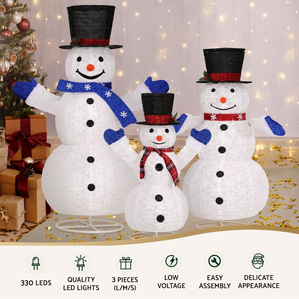330 LED Christmas Fairy Lights with 3 Snowman Decorations - Indoor/Outdoor Holiday String Lights for Home, Tree, and Party Decor
