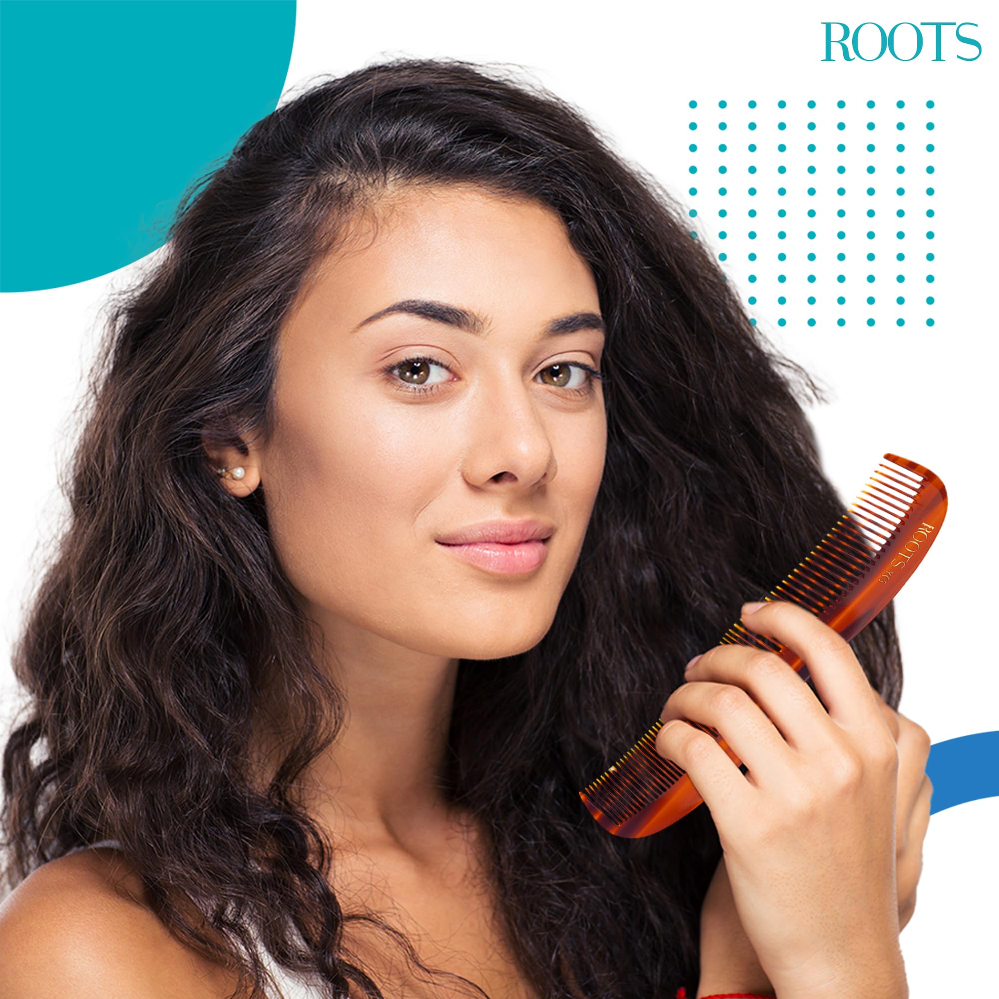 Roots Yoga Hair Comb for Men and Women - Medium Size Wavy Flexible Design with Curved Spine - Damage Free for Wet & Dry Hair - Perfect for Yoga, Travel, Gym & Everyday Use - YC5