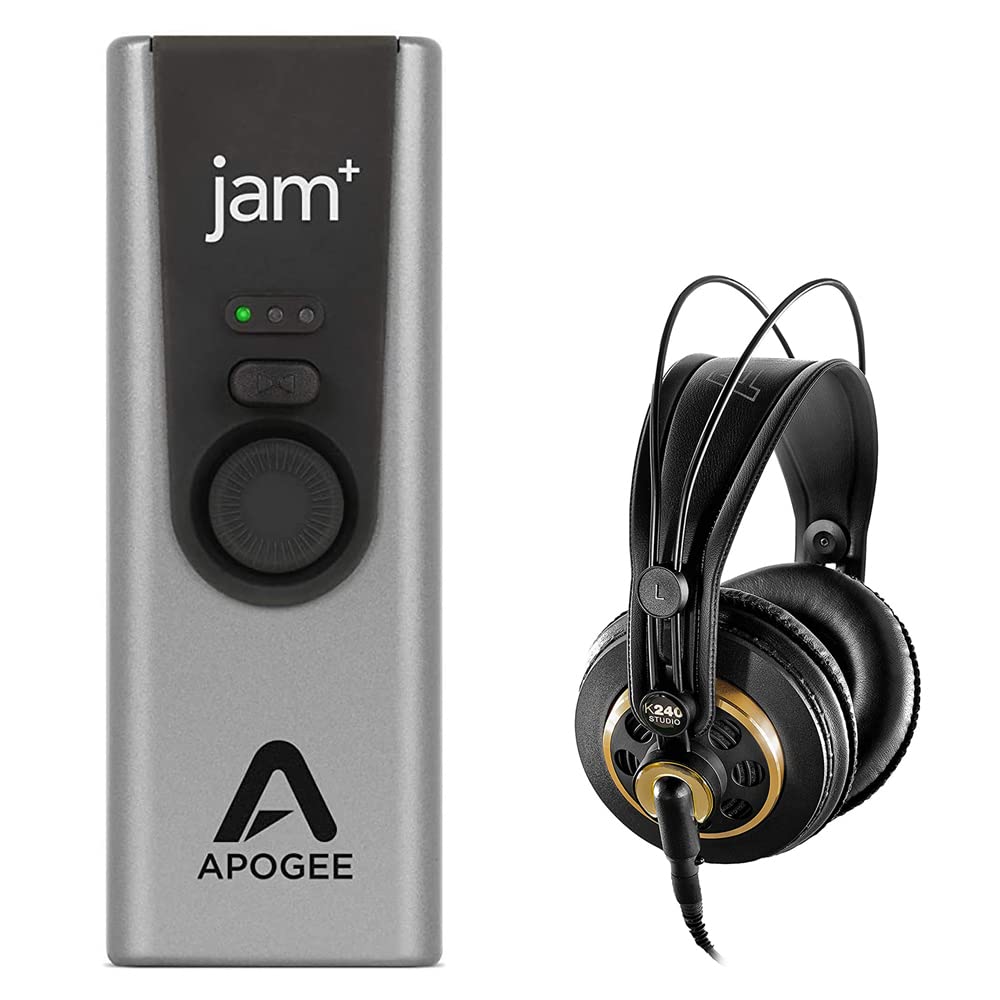 Apogee Electronics JAM+ Instrument Interface Bundle with AKG K240 Studio Pro Stereo Headphones - Professional Audio Recording & Music Production Setup for Home Studios & Podcasting
