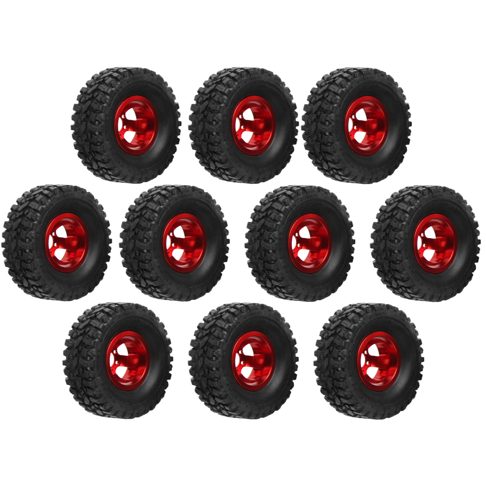 1/16 RC Car Wheels and Tires - Hard Alloy High Damping Hub Replacement for WPL B24 B36 - Off-Road Crawler Accessories (Red) - Perfect for Rock Crawling, Trail Driving & RC Car Upgrades