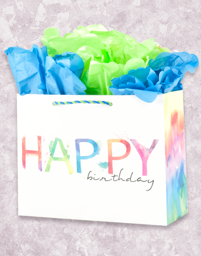 Happy Watercolor Gift Bags - Eco-Friendly Party Favor Bags for Weddings, Baby Showers & Birthday Celebrations - Bulk Pack of 50