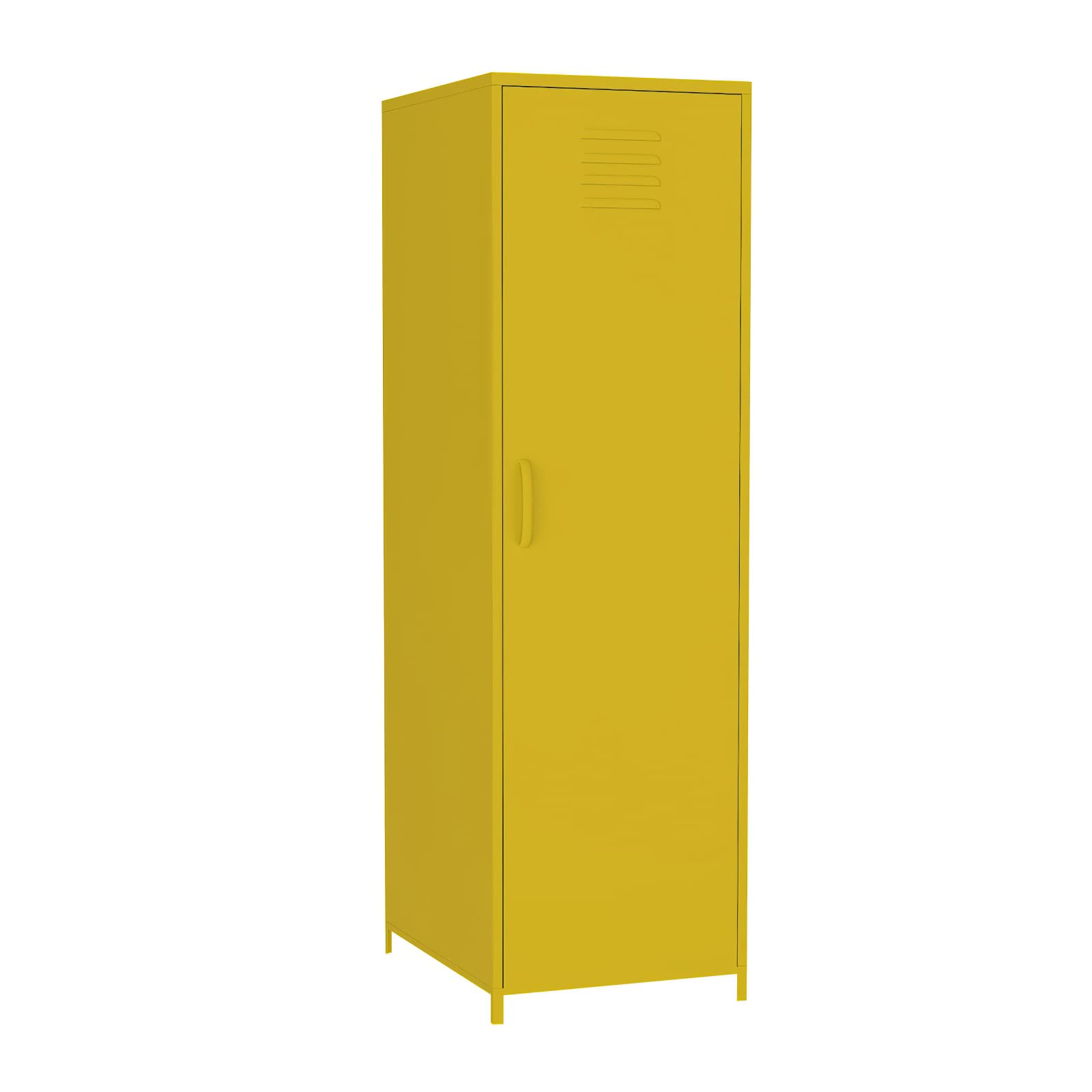 Steel Locker Cabinet with Hanging Rod & Shelves - Single Door Metal Storage Locker for Bedroom, School & Classroom - Organize Toys, Clothes & Accessories - Durable Yellow Storage Solution for Home & Office Use