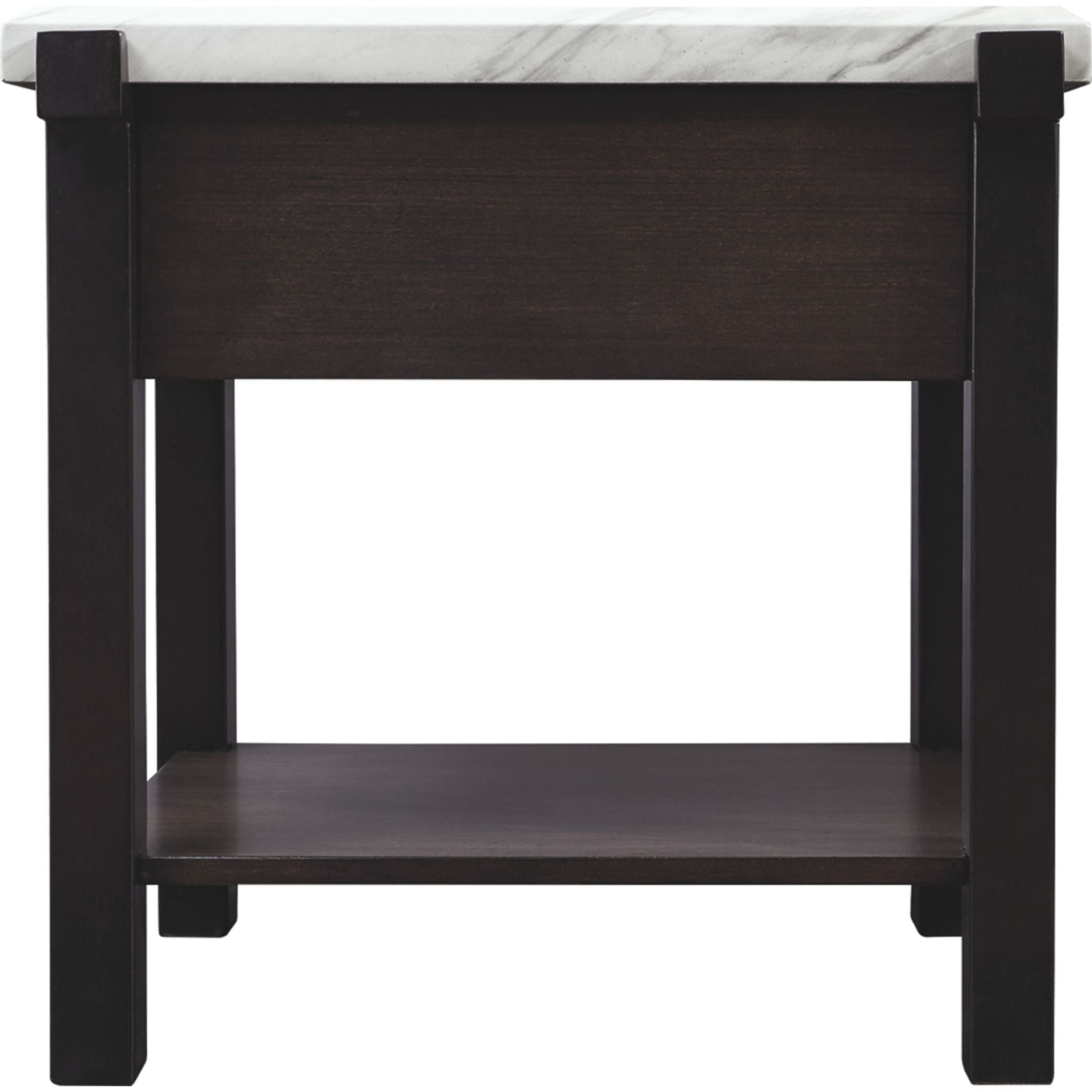Ashfair Chair Side End Table - Dark Brown/White Accent Table for Living Room, Bedroom, or Office - Perfect for Holding Lamps, Books, and Drinks