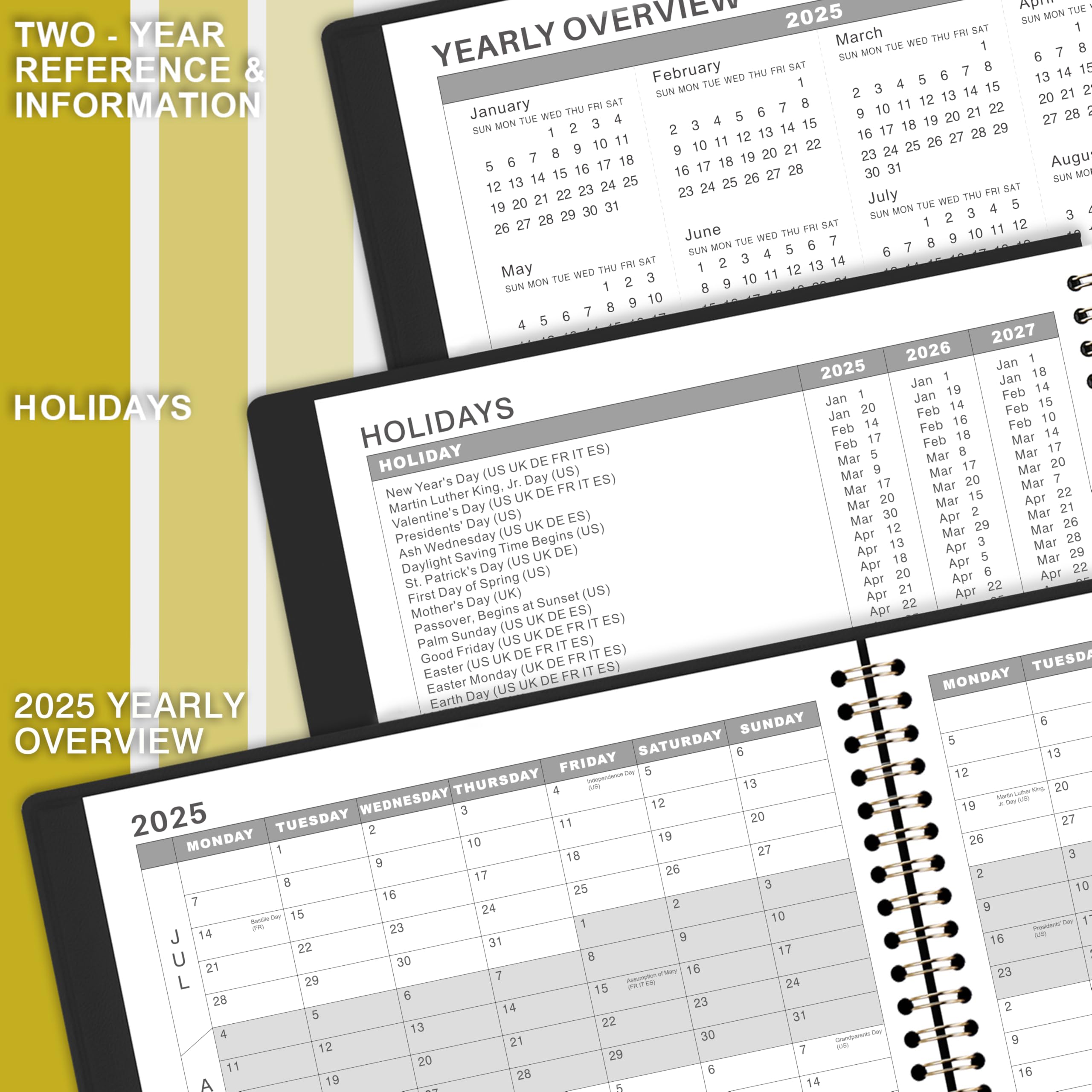 2025-2026 Appointment Planner - A4 Weekly Hourly Organizer with 15-Minute Intervals, Soft Leather Cover (21.8 x 29 cm) - Perfect for Business Professionals, Students & Personal Scheduling - Black Work Diary & Time Management Tool