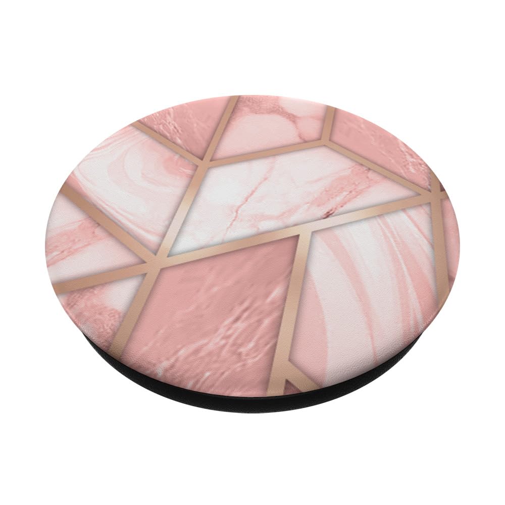 Pink White Geometric Marbled PopSocket PopGrip: Swappable Phone & Tablet Grip with Adhesive Backing for Secure Hold, Perfect for Daily Use, Travel, and Hands-Free Viewing