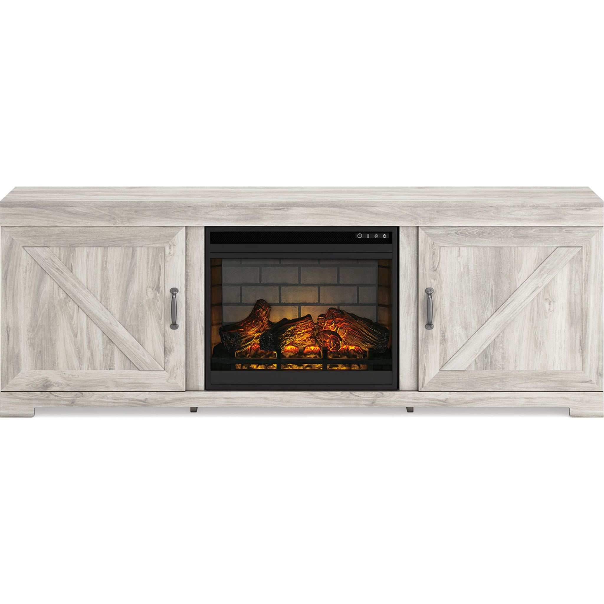 Bellaby Modern TV Stand with Electric Fireplace - Whitewash Finish for Living Room, Bedroom & Home Theater Entertainment