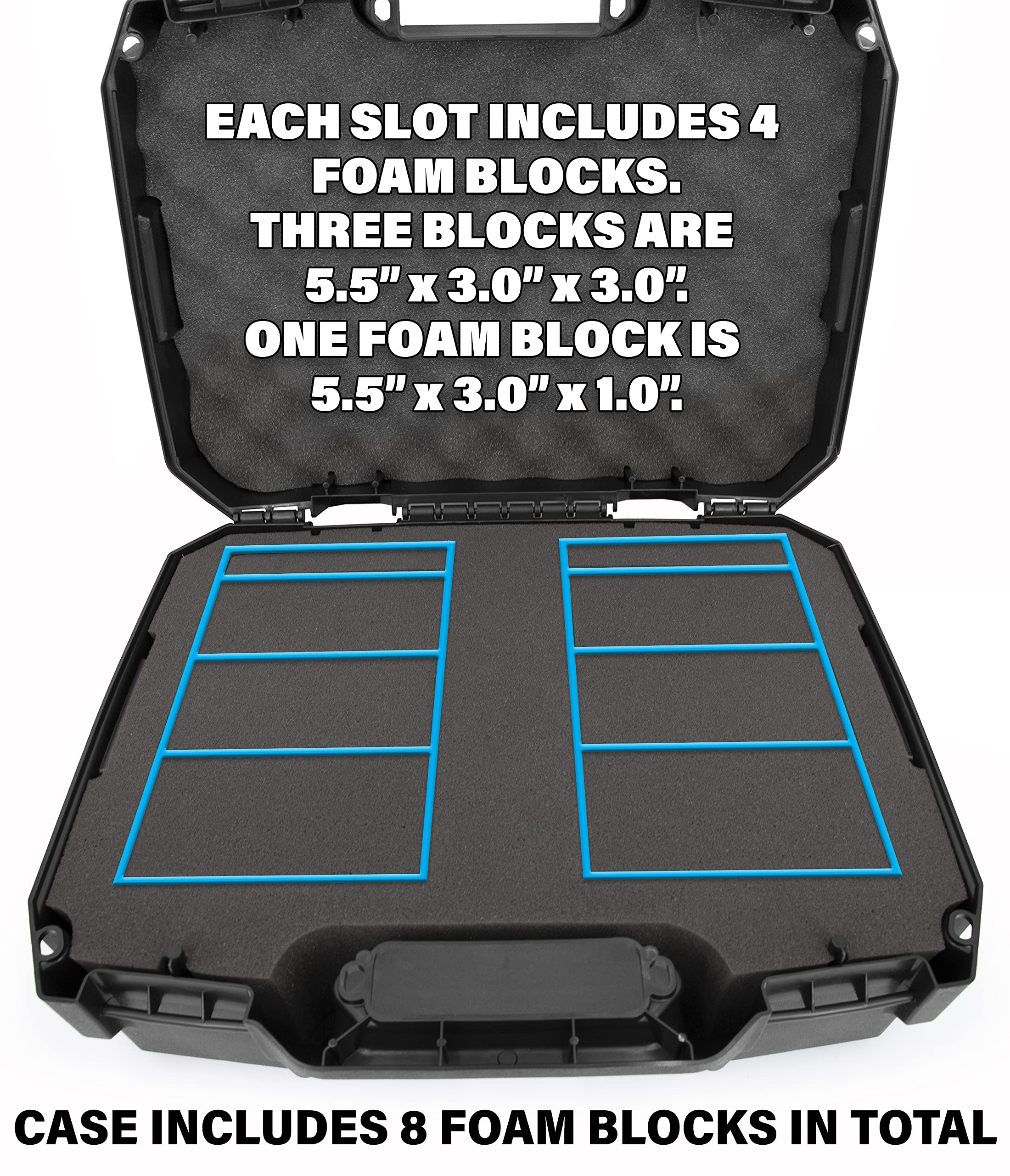 CASEMATIX Graded Card Case - Heavy Duty Storage Box for 60+ BGS PSA FGS SGC Graded Sports Cards | Impact Resistant Dual Foam Slots | Perfect for Collectors, Trading & Display - Portable Card Protector for Conventions & Travel