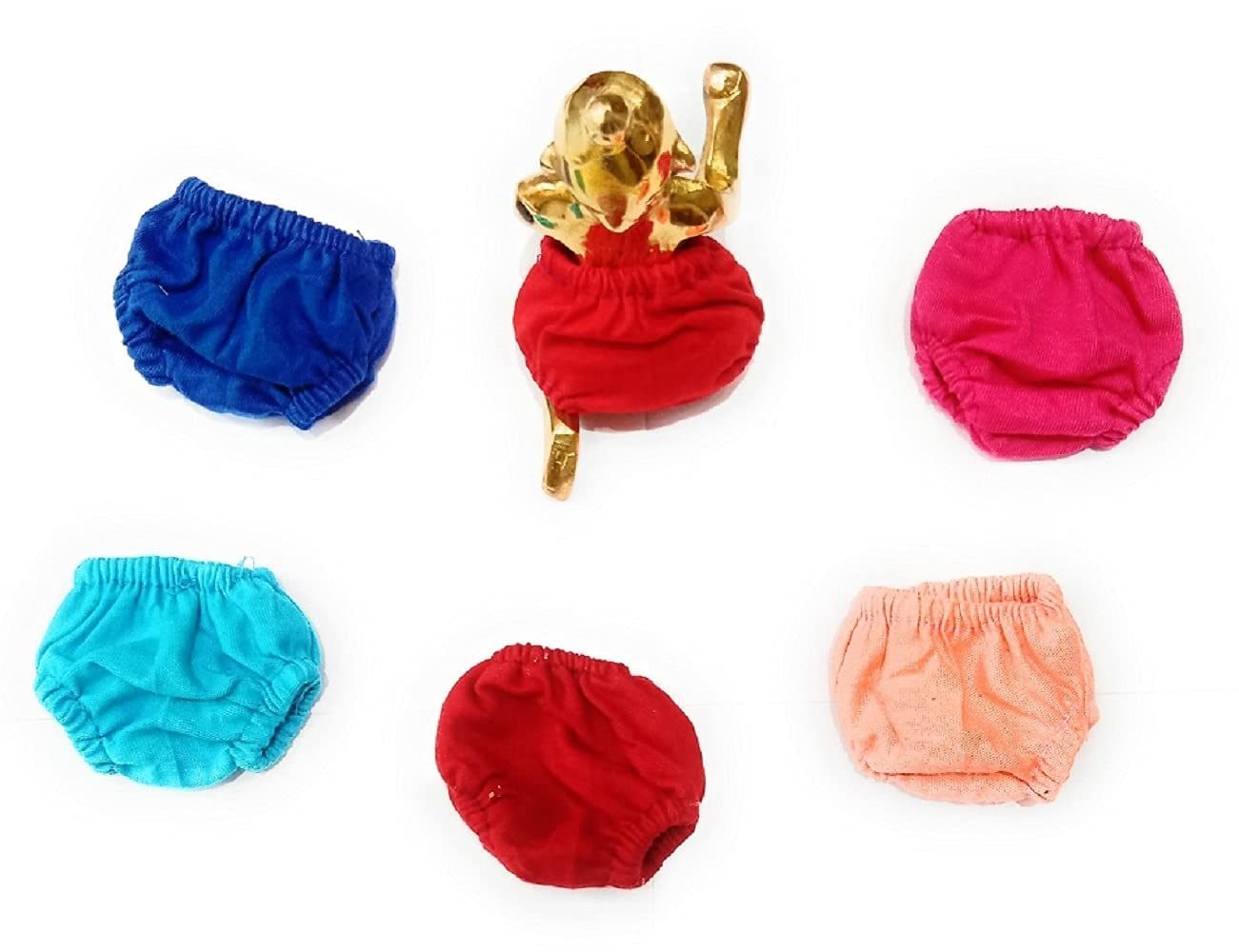 Laddu Gopal Baby Diaper Set - 6 Pack Soft Cotton Nappies with Grip for Infant Krishna Idol | Perfect for Pooja Rituals & Temple Decorations