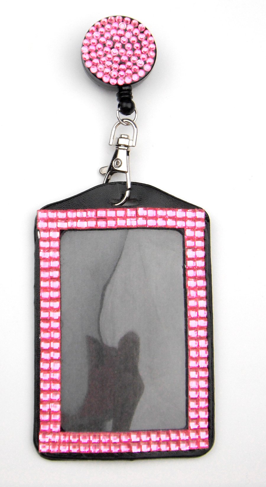 Sparkly Rhinestone Lanyard with Card Holder - Bling Crystal Badge Reel for Business ID, Keys & Access Cards (Pink) | Perfect for Nurses, Teachers & Office Professionals