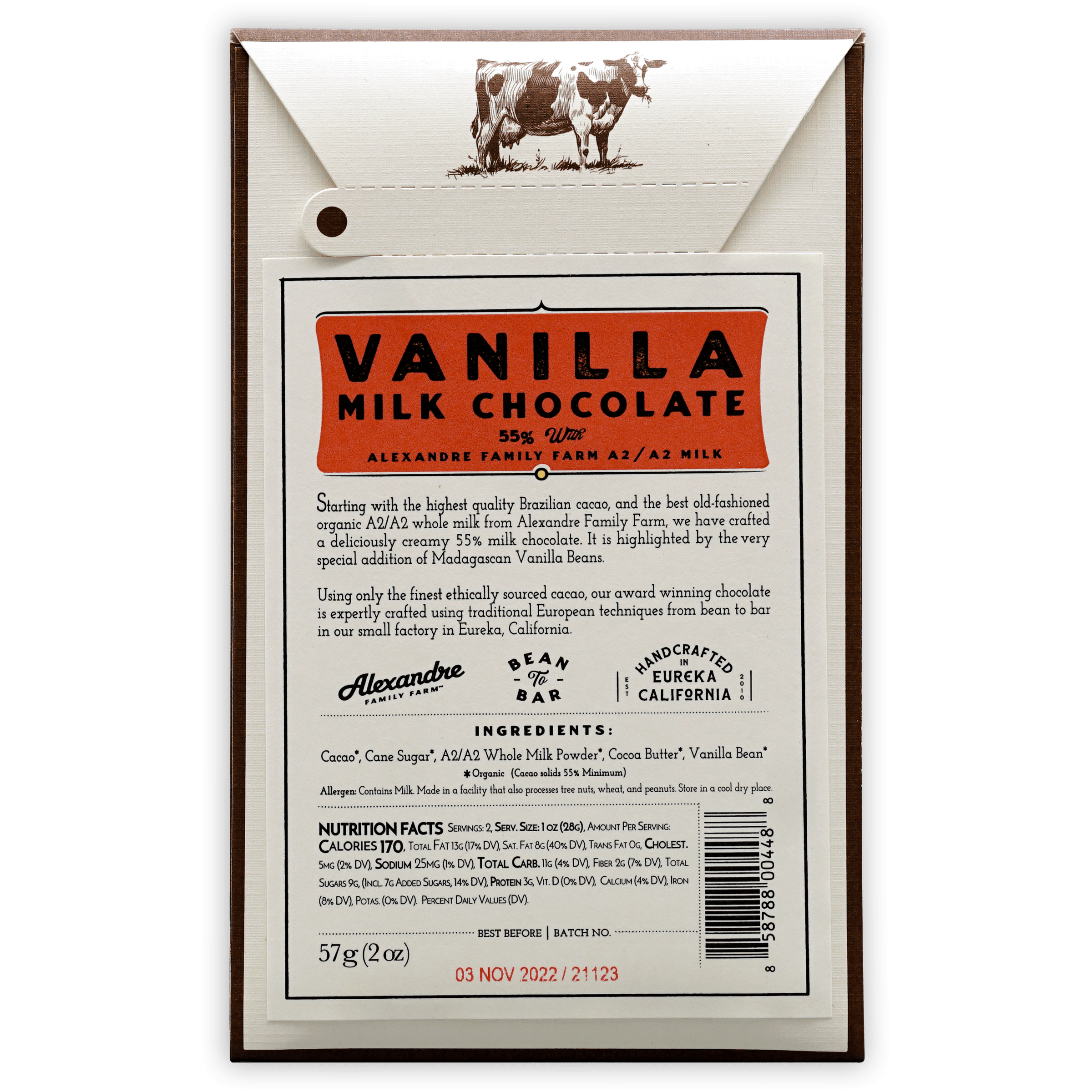 Dick Taylor 55% Vanilla Milk Chocolate Bar - Premium Artisan Chocolate for Gifting & Dessert Pairing