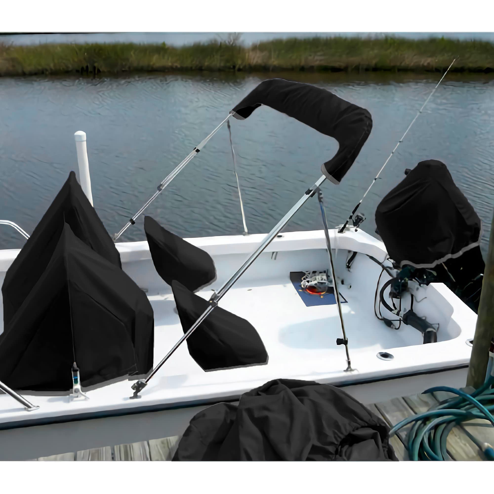 Waterproof Boat Seat Covers 2-Pack - 600D Heavy Duty Folding Fishing Chair Covers for Outdoor Use - Universal Fit for Pontoon, Pedestal & Bench Seats (20
