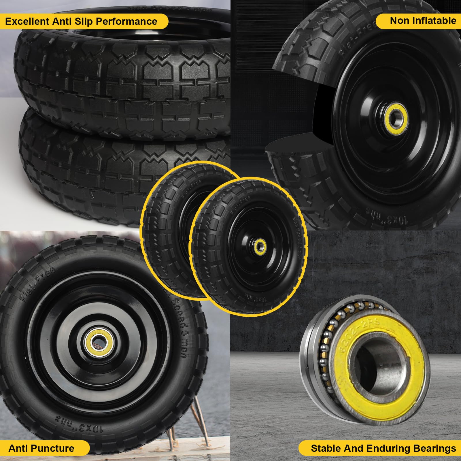 13 Inch Solid Rubber Tires 4.00-6 with 5/8