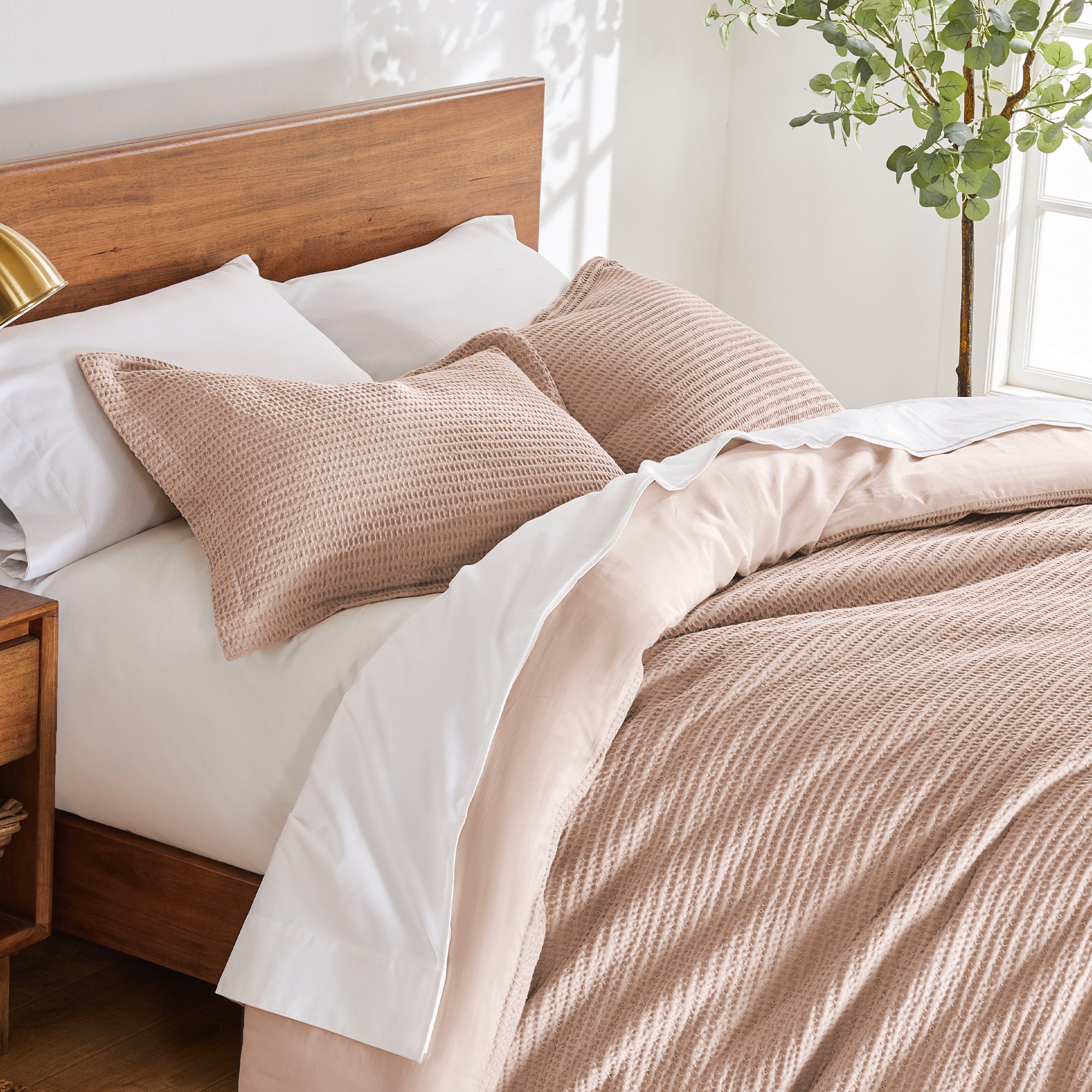Premium Cloud Waffle Duvet Cover Set - Soft & Breathable Bedding - Queen/King Size - Luxury Textured Bedding for Cozy Sleep & Hotel-Style Comfort