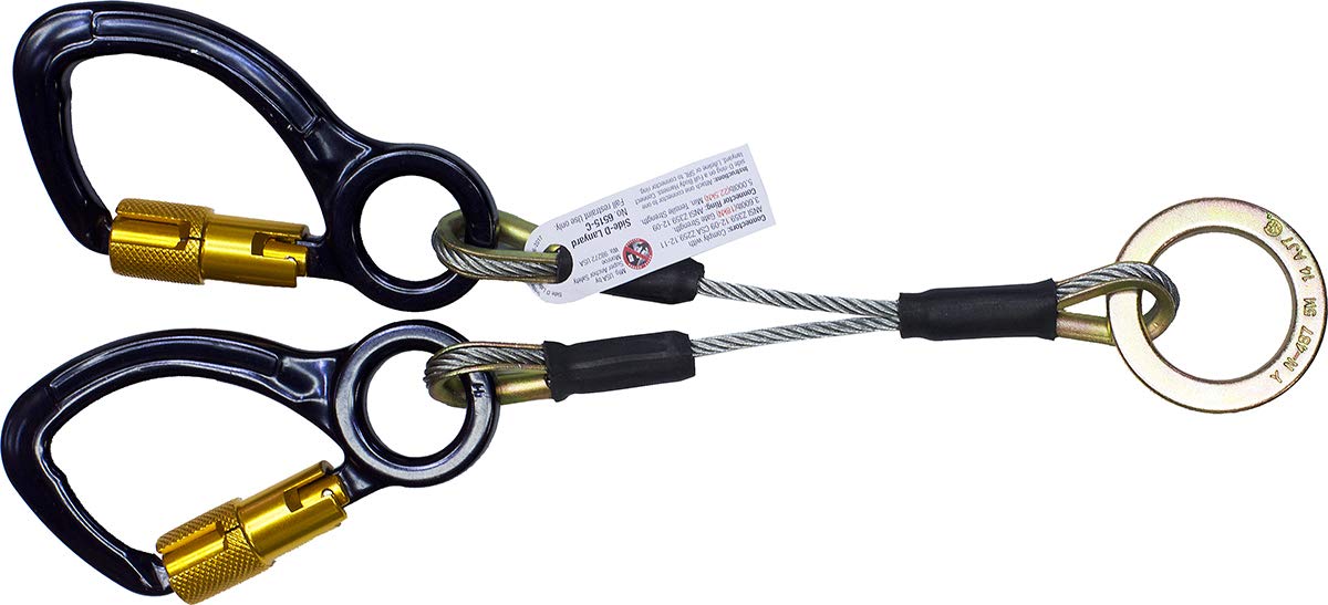 6515-C Super Anchor 2-D Lanyard with Captive Aluminum Auto Locking Carabiners - Heavy Duty Fall Protection for Construction, Roofing & Climbing | OSHA Compliant Safety Gear