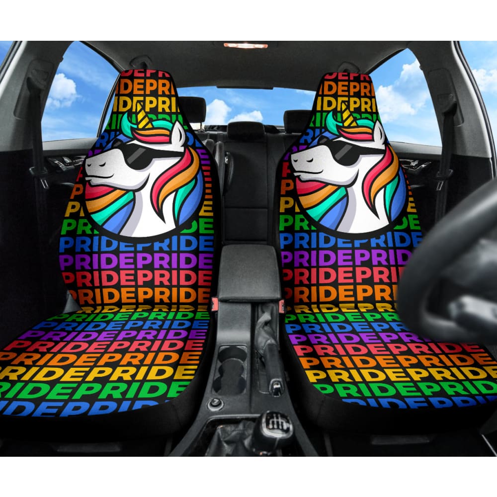 Rainbow Unicorn Car Seat Covers for LGBT Pride - Soft & Durable Universal Fit - Perfect for Pride Parades, Road Trips & LGBTQ+ Events