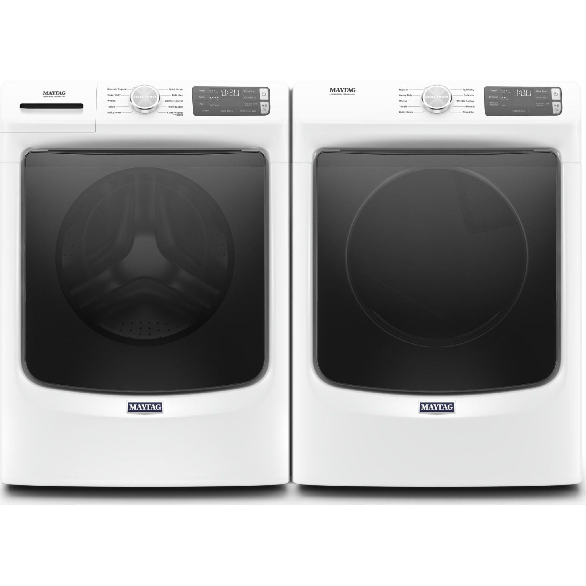 Maytag Front Load Washer and Dryer Set (MAY1465247K) - White Energy Efficient Laundry Appliances for Home & Apartment Use