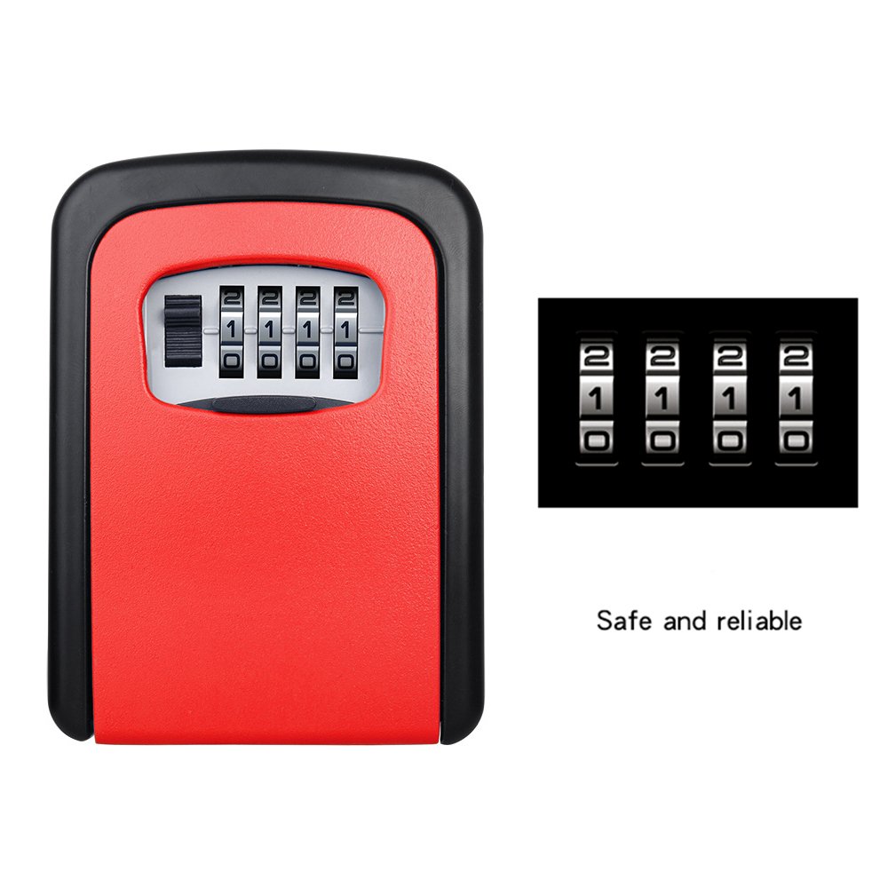 ELEOPTION 4 Digit Combination Key Lock Box - Wall Mount Safe Key Storage for Home, Office, Car & Outdoor Use | Weatherproof Key Locker with Secure Code Lock (Red) - Perfect for Vacation Rentals, Airbnb Hosts & Property Management