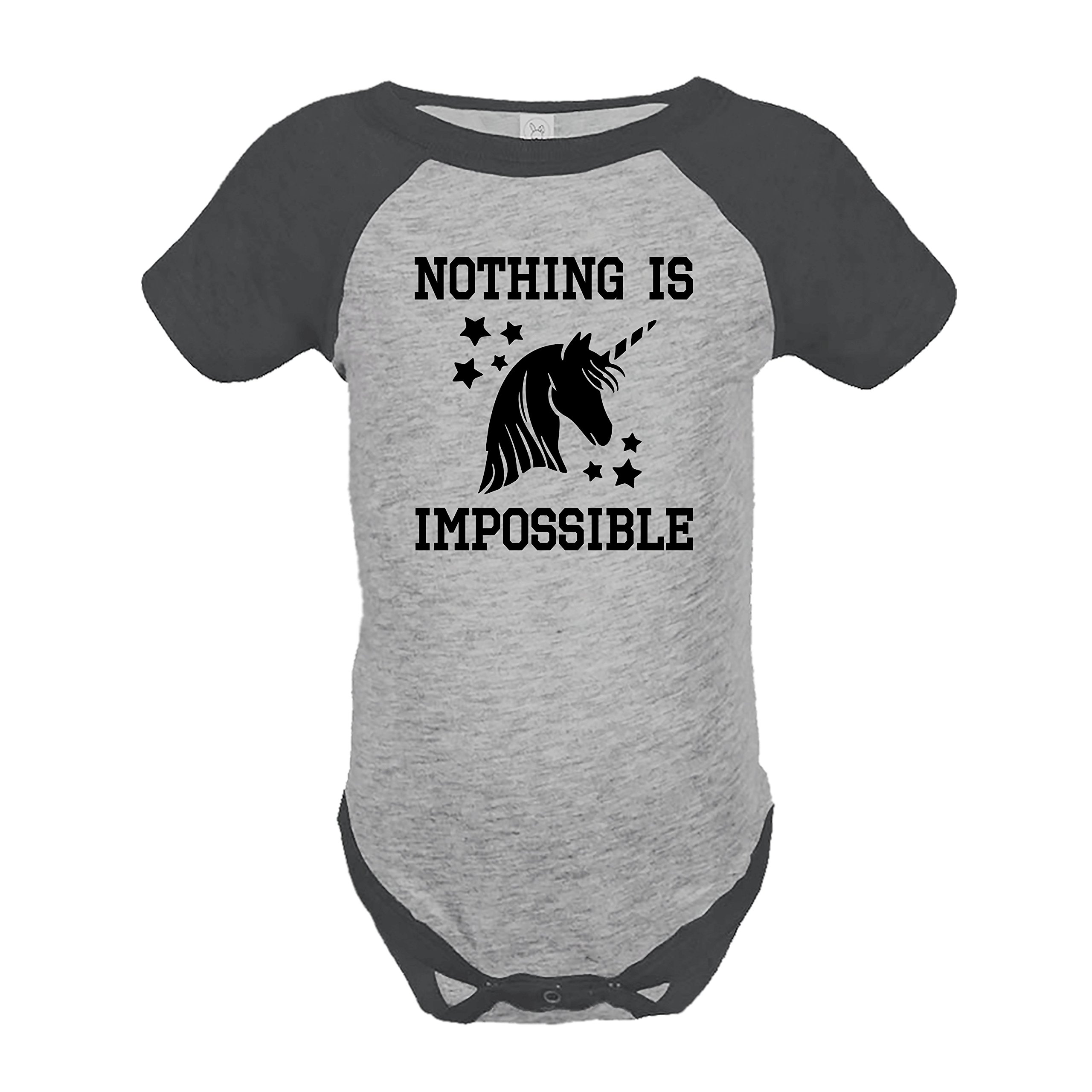 7 ate 9 Apparel Kids 'Nothing Is Impossible' Unicorn One-Piece Romper - Grey | Cute Baby Outfit for Birthday, Photo Shoots & Playtime