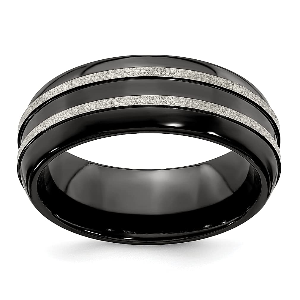 Edward Mirell Titanium Brushed Black 8mm Band Ring for Men - Wedding, Fashion Jewelry, Gifts for Dad, Him - Perfect for Anniversaries, Engagements & Special Occasions