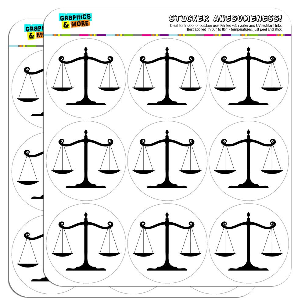 Balanced Scales of Justice Stickers - 2 Inch Black & White Legal Symbol Decals for Planners, Calendars, Scrapbooking & Lawyer Themed Crafts - Perfect for Law Office Decor, Bullet Journals & DIY Projects