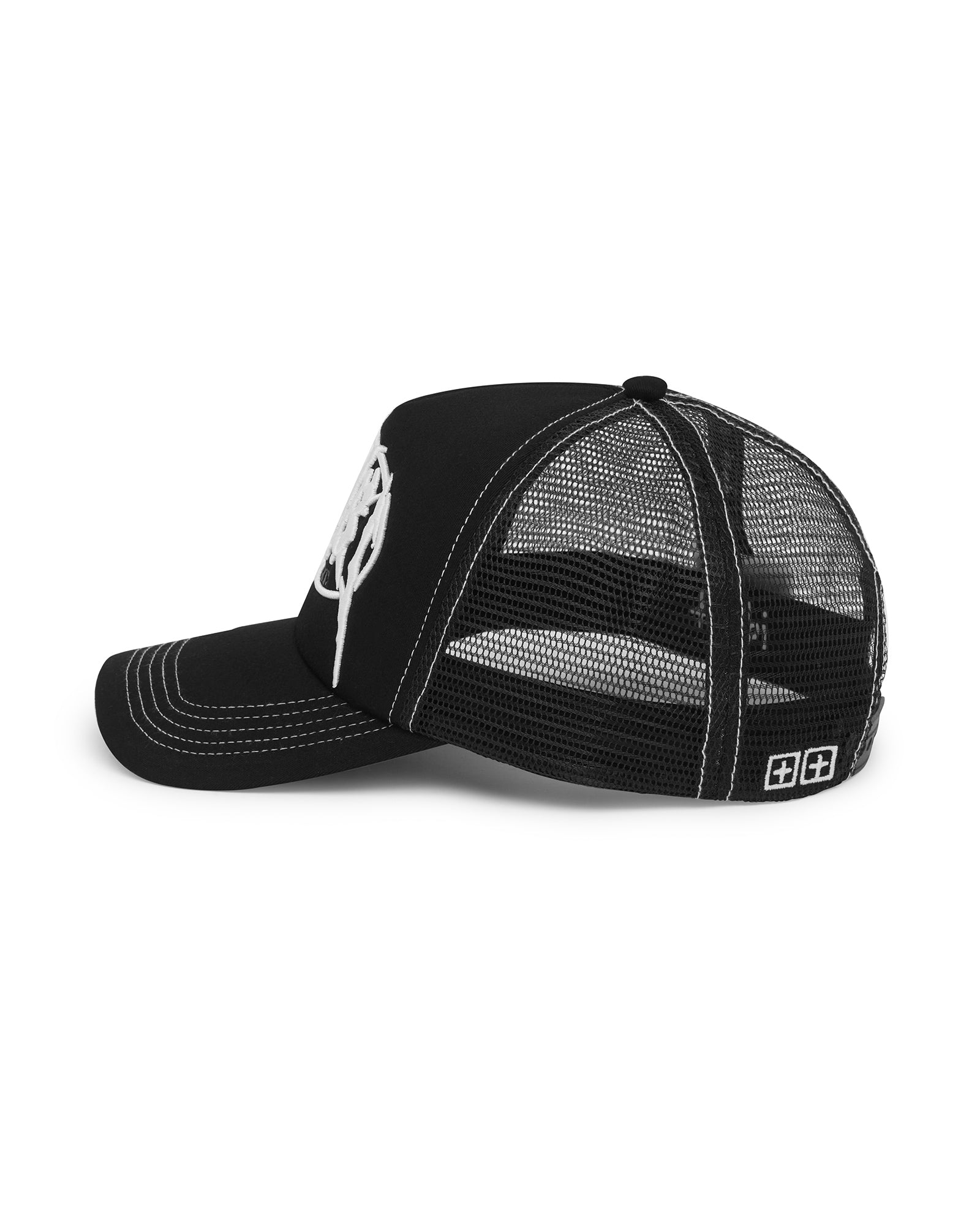 Black Metal Trucker Cap for Men & Women - Stylish Adjustable Mesh Back Hat for Outdoor, Driving, and Casual Wear
