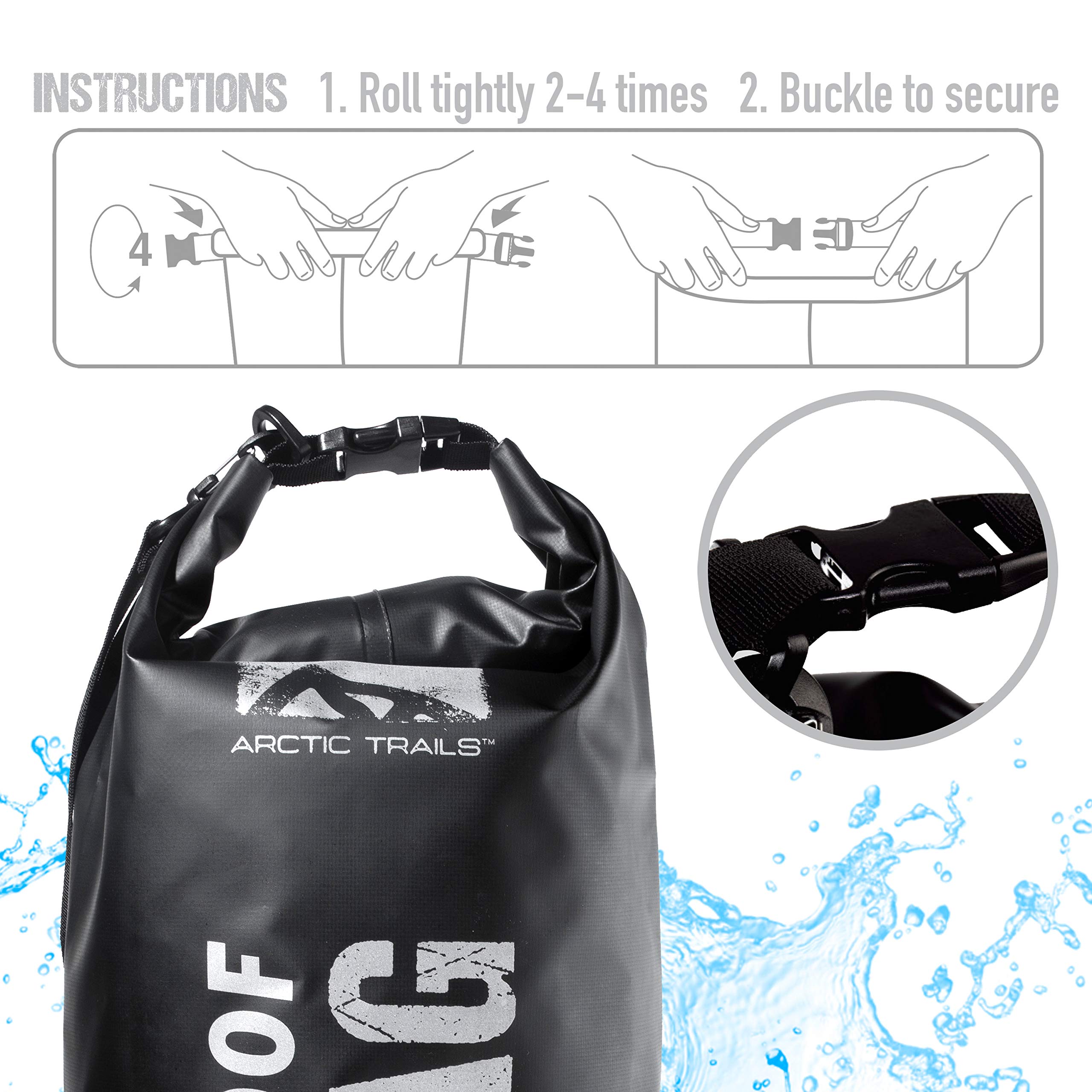 Franklin Sports Arctic Trails Waterproof Dry Bag 2L/5L/10L/20L/30L - Lightweight Heavy Duty Dry Sack for Kayaking, Camping, Hiking, Boating, Beach & Fishing - Waterproof Floating Gear Bag for Ocean, Sea & Outdoor Adventures