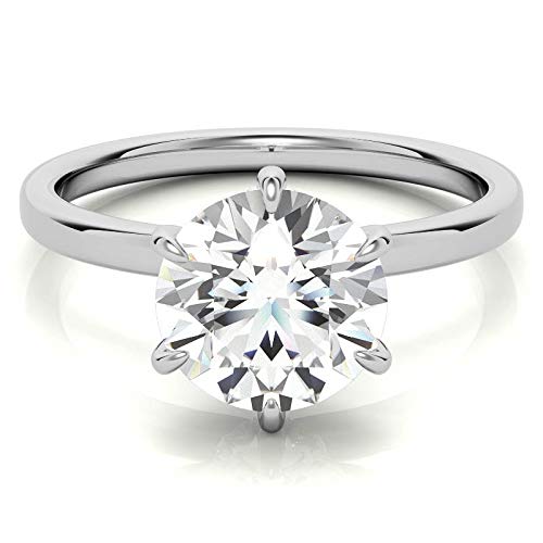 10K/14K/18K Solid White Gold Moissanite Engagement Ring - 3 CT Round Cut Handmade Diamond Wedding Ring Set for Women - Hidden Halo Solitaire Anniversary & Proposal Gift (MDENR748) | Perfect for Romantic Proposals, Weddings, Anniversaries & Special Occasions