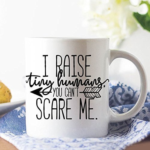 Funny Mom Coffee Mug - 'I Raise Tiny Humans' Ceramic Cup - Microwave & Dishwasher Safe - Perfect for Mother's Day Gifts, Teacher Appreciation & Stay-at-Home Moms