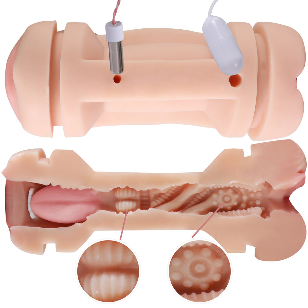 Kay Cup Vibrating Dual-Sided Pussy and Mouth Masturbator - Realistic Male Masturbation Toy for Solo Pleasure & Couples Play