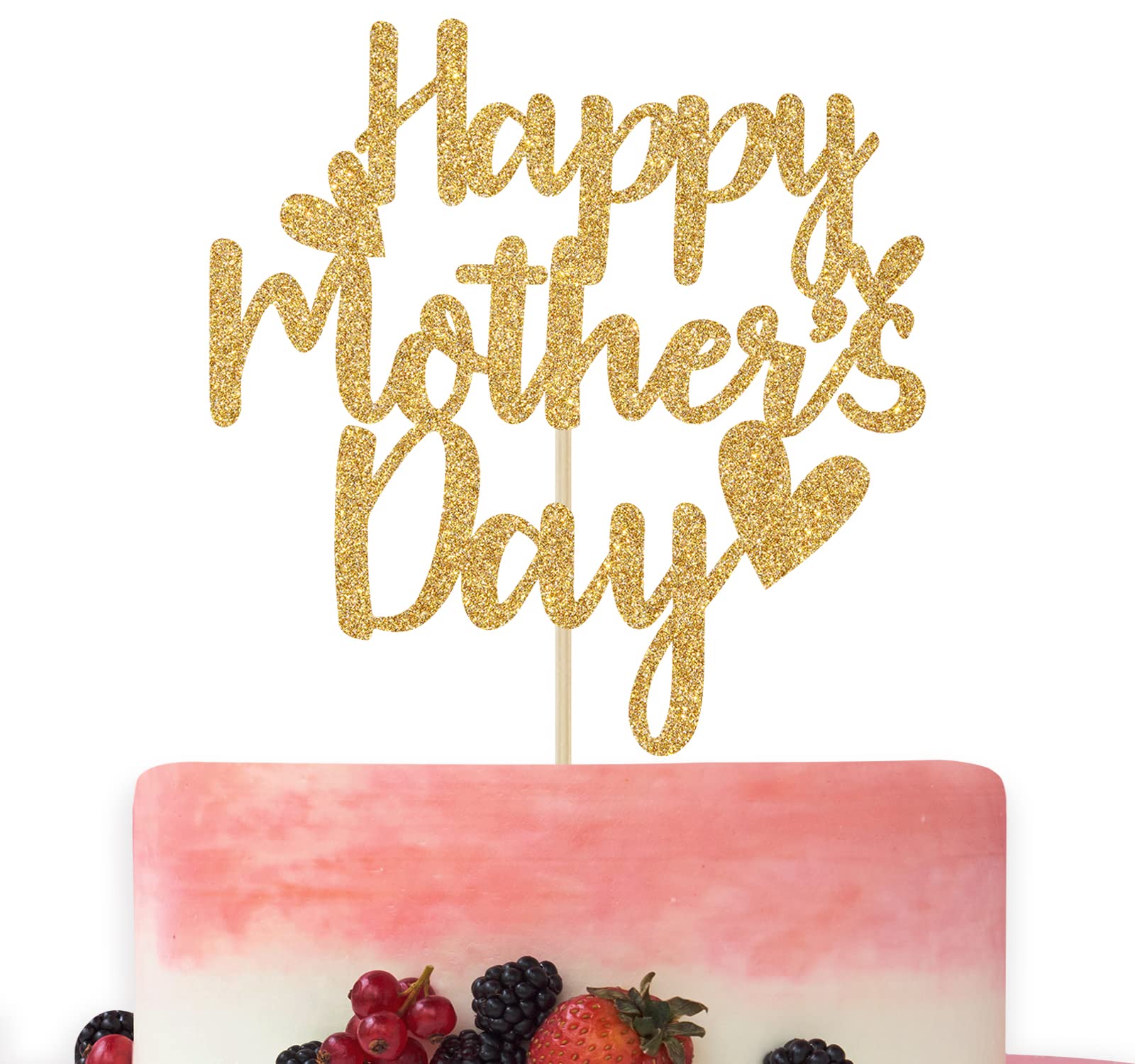 Happy Mother's Day Cake Topper - Gold Glitter Birthday Decor for Mom - Best Mom Ever Party Supplies - Perfect for Mother's Day Cakes, Cupcakes & Celebration Decorations