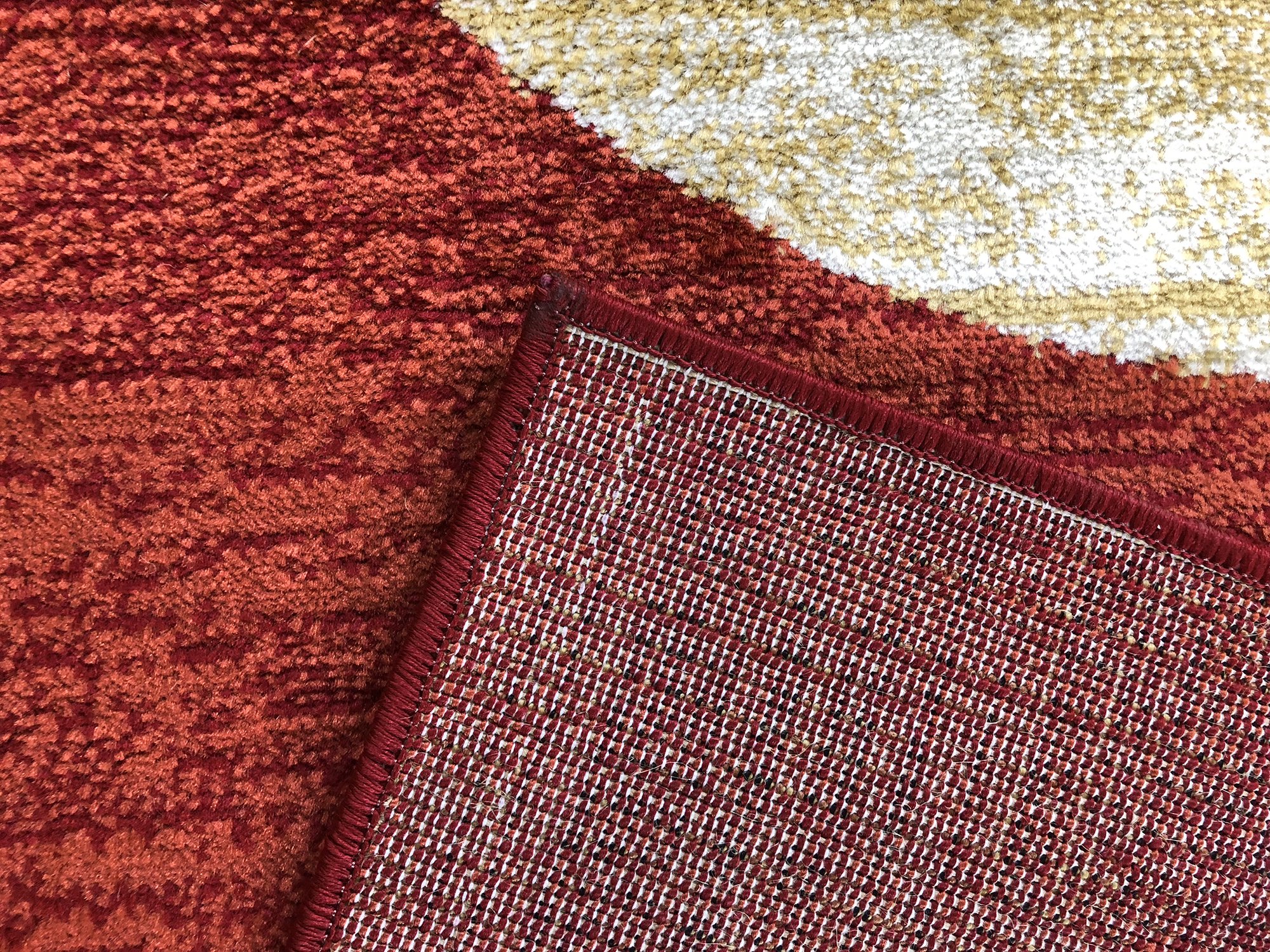 Burgundy Orange Geometric Abstract Modern Area Rug - 7'10