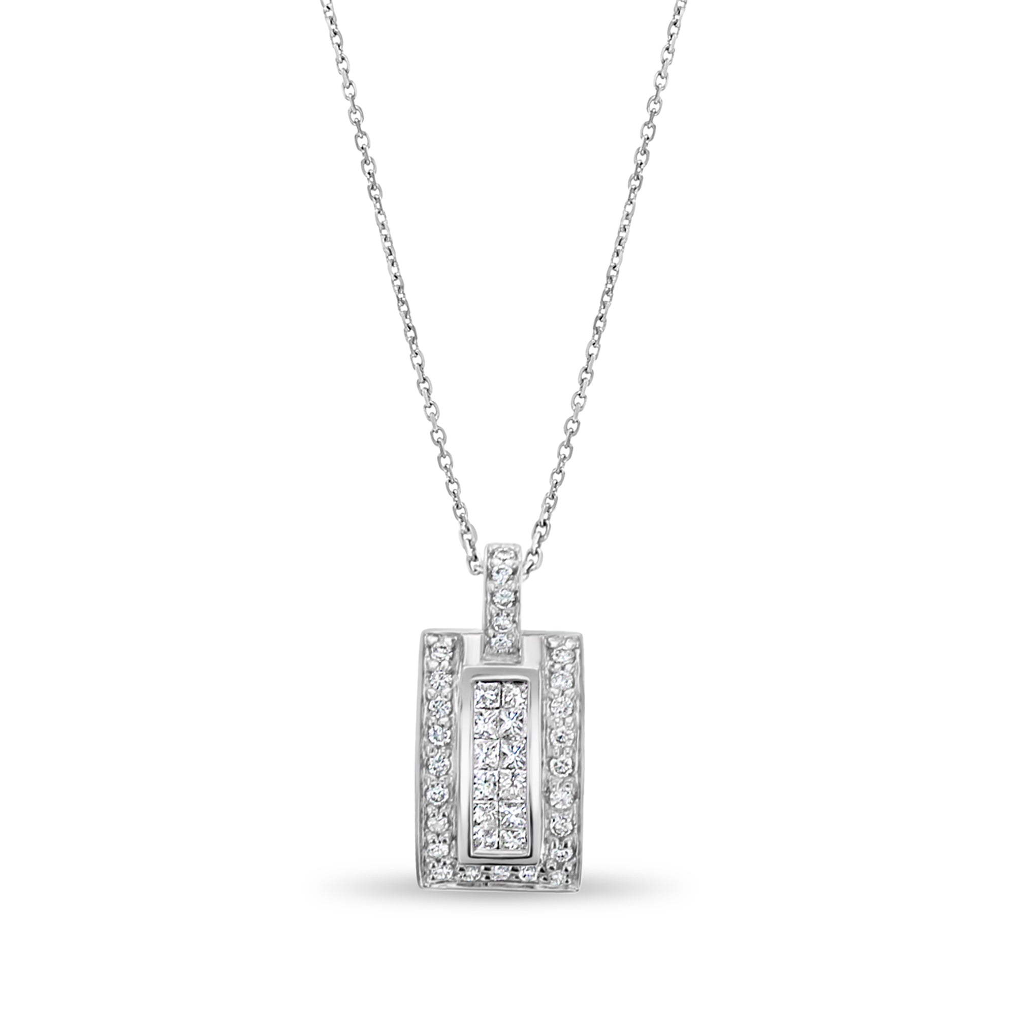0.59cttw Princess Cut Diamond Necklace in 18k White Gold - Elegant Jewelry Gift for Women, Perfect for Weddings, Anniversaries & Special Occasions