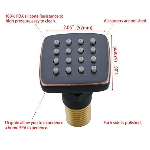 6-Pack Square Brass Shower Body Jet Sprayer - Oil Rubbed Bronze Wall Mount Massage Spa Rain Showerhead for Luxury Bathroom & Relaxation