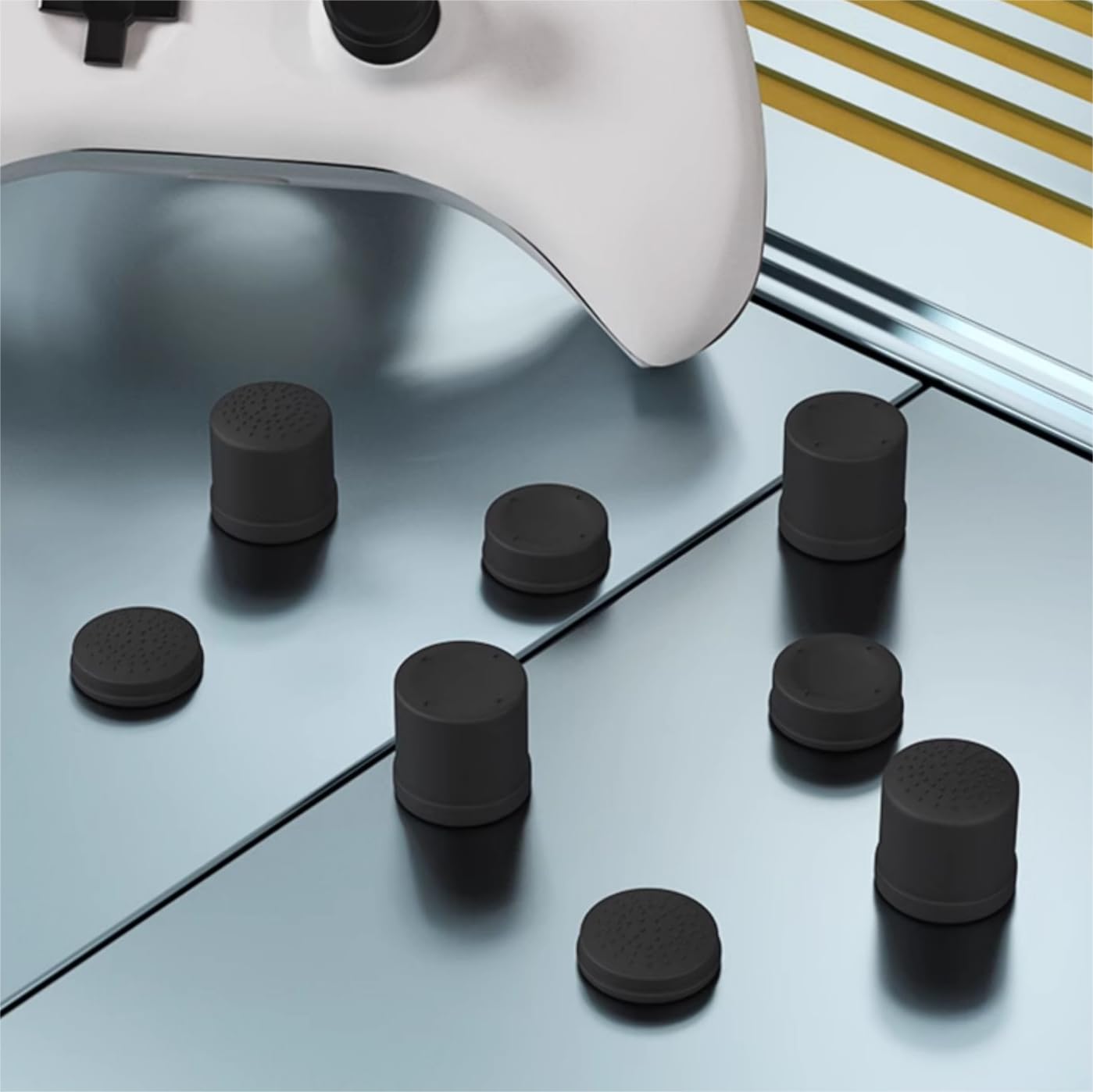 Premium CQC & FPS Thumb Grips Joystick Caps - Compatible with PS5, PS4, Nintendo Switch Pro, Xbox One & Xbox Series X Controllers - Enhanced Grip for Gaming - 4 Pairs (8Pcs) Black - Perfect for FPS, Racing & Action Games