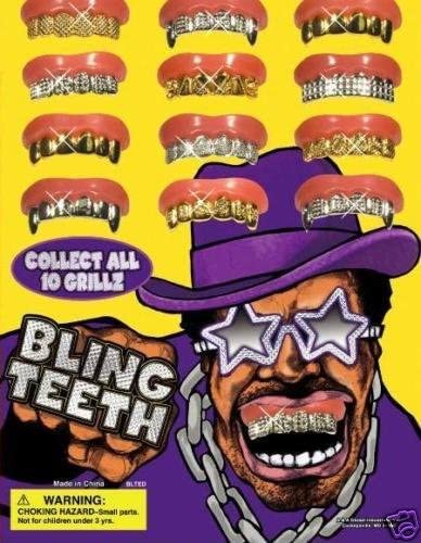 10PCS Gold & Silver Bling Grillz Set - Shiny Fake Teeth for Parties, Halloween & Hip Hop Fashion | Fun Costume Accessories