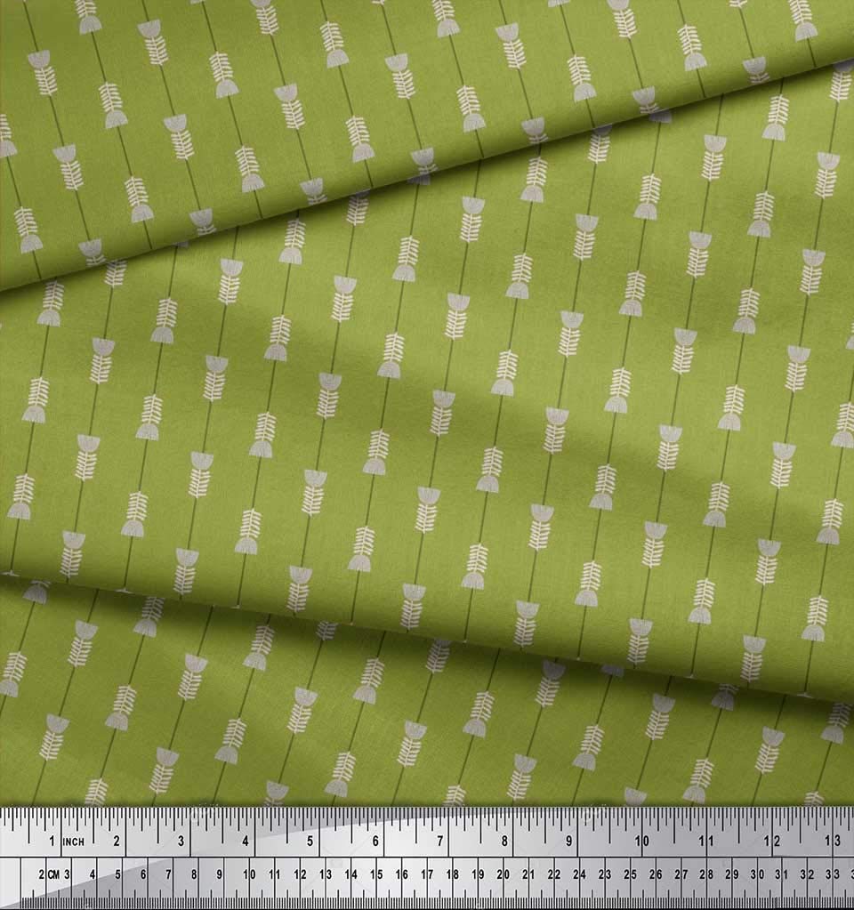 Soimoi 100% Cotton Jersey Fabric by The Yard - 58 Inch Wide - Green Leaves & Floral Print Fabric for DIY Dresses, Skirts, and Home Decor Projects