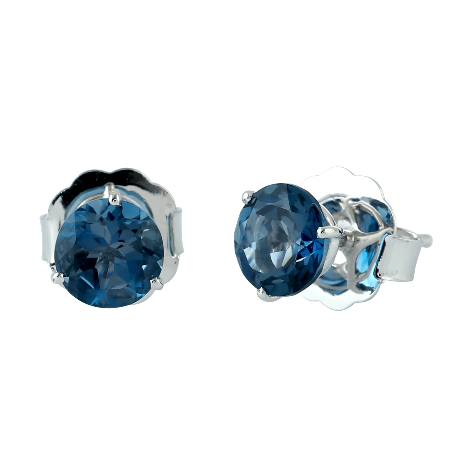 London Blue Topaz 18k White Gold Stud Earrings for Women - Elegant Gemstone Jewelry for Parties, Weddings & Special Occasions
