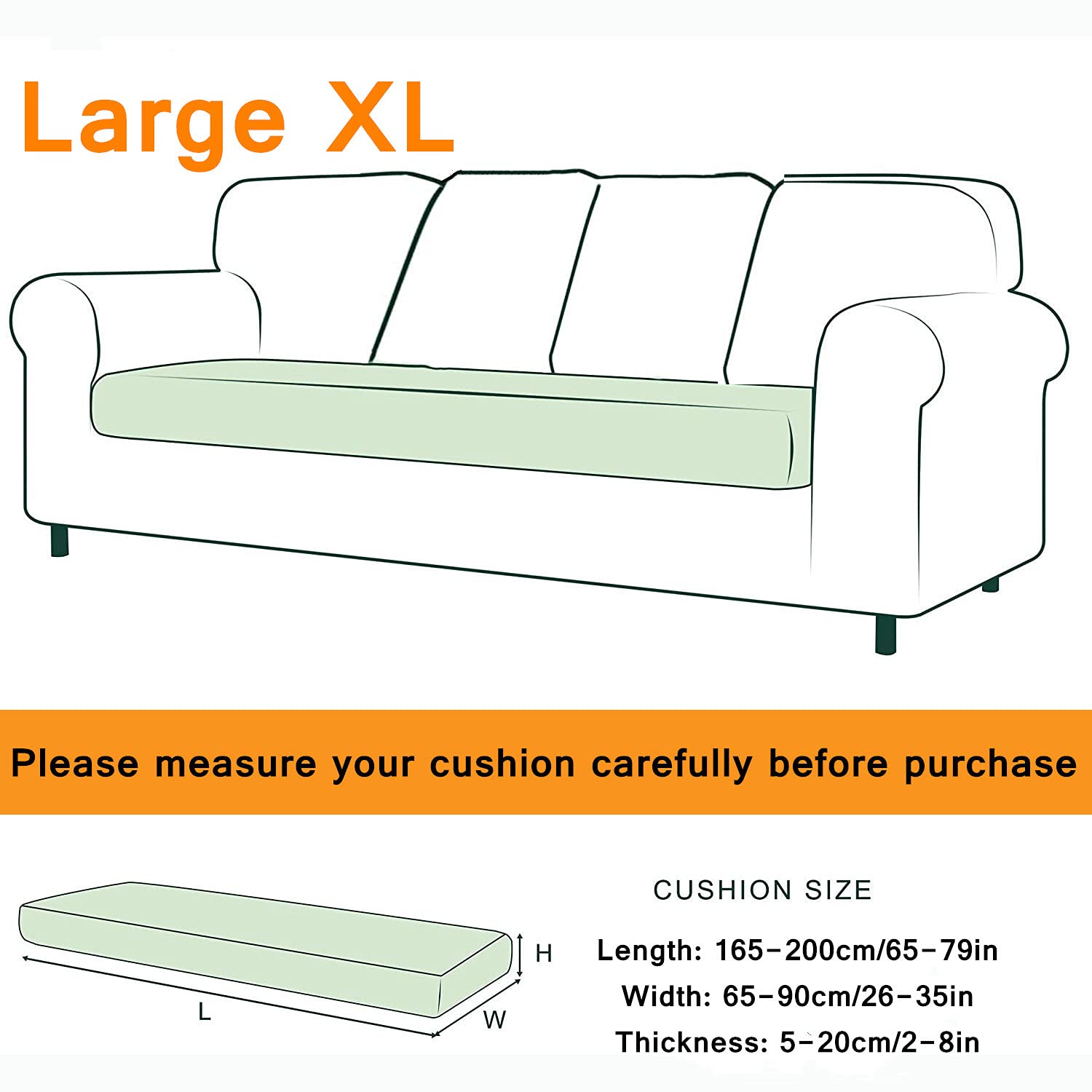 Stretch Waterproof Sofa Cushion Cover - High Elastic Fabric Slipcover for 2-Seater Couches (Emerald Green, Large) | Water-Repellent & Durable for Living Room, Office, or Outdoor Furniture Protection