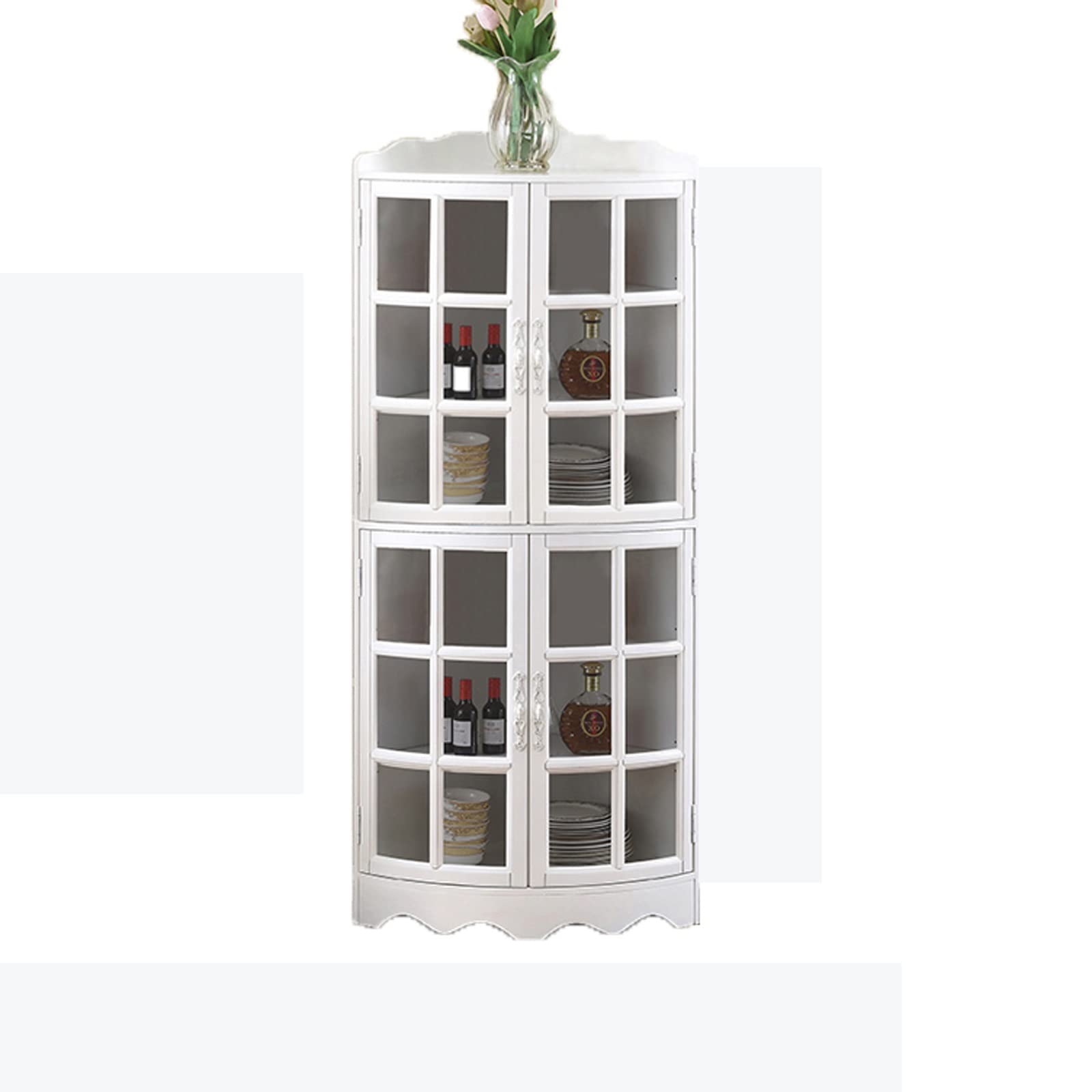 Corner Storage Cabinet with 2 Doors & Adjustable Shelf - Freestanding Wine Cabinet for Bathroom, Kitchen, Living Room or Bedroom - Perfect for Small Space Organization & Home Decor (Style B)