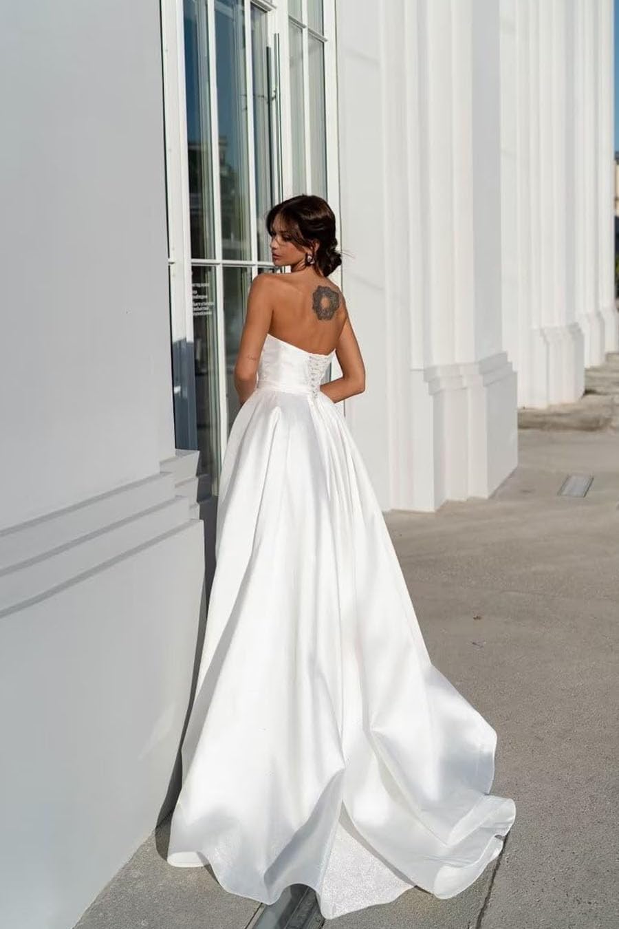 Strapless Ball Gown Slim Slit Satin Prom Dress for Women | A-Line Wedding & Formal Evening Gown | Perfect for Prom, Homecoming, Black Tie Events & Bridal Parties
