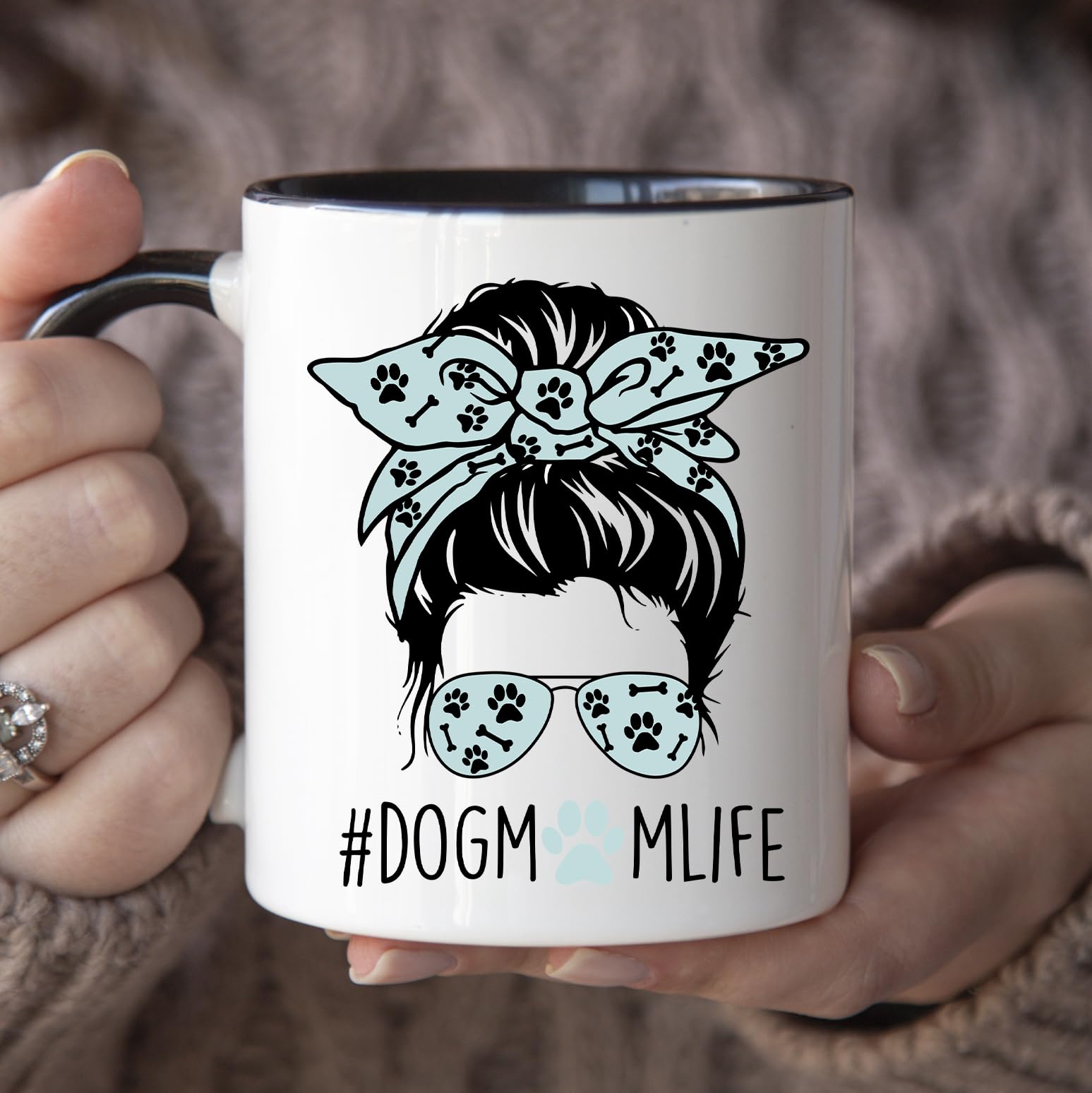 YouNique Designs 11oz Dog Mom Coffee Mug - Best Dog Lover Gift for Women, Black Handle - Perfect for Morning Coffee, Tea, or Office Use