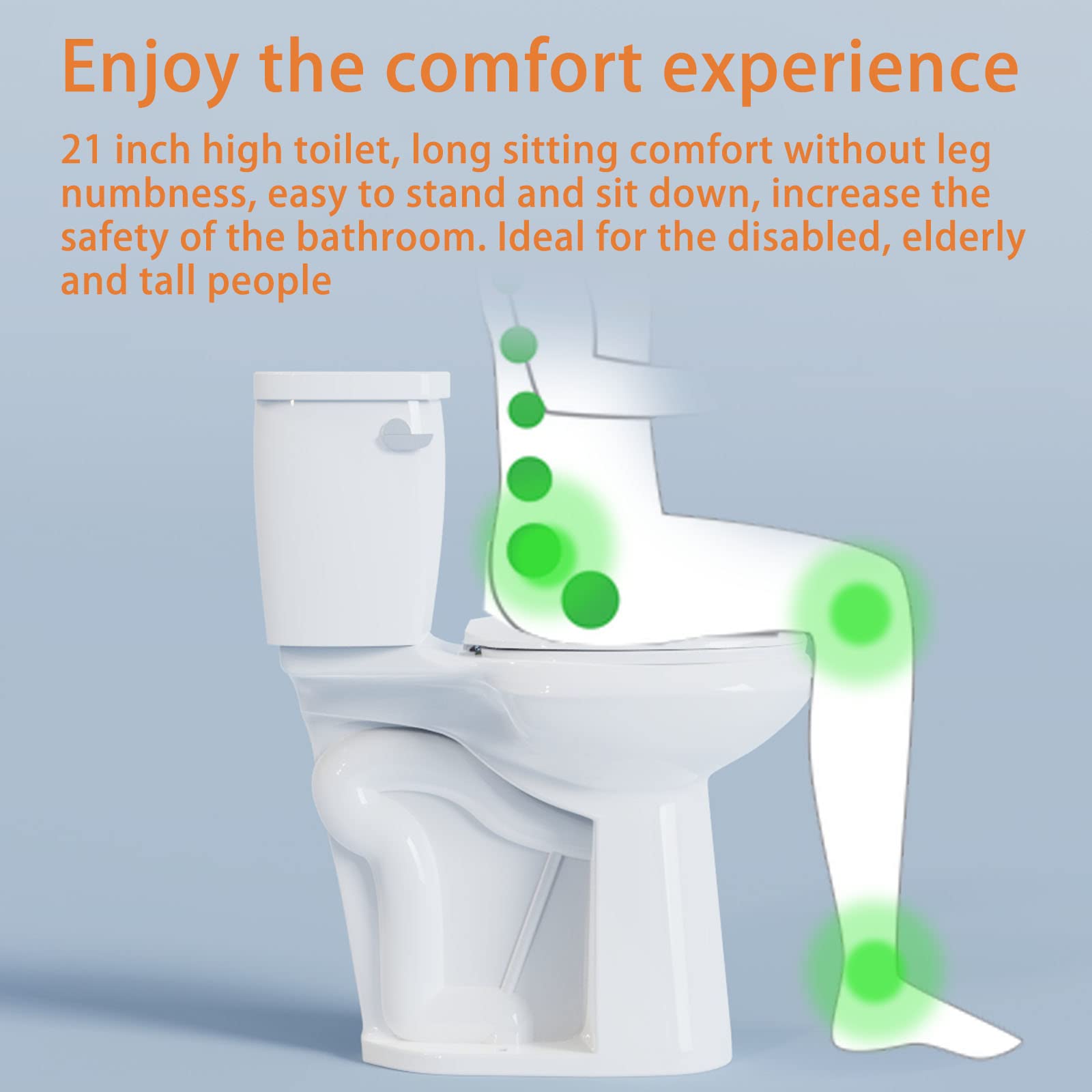 SUPERFLO 21 Inch Extra Tall Toilet - Elongated Bowl with 12