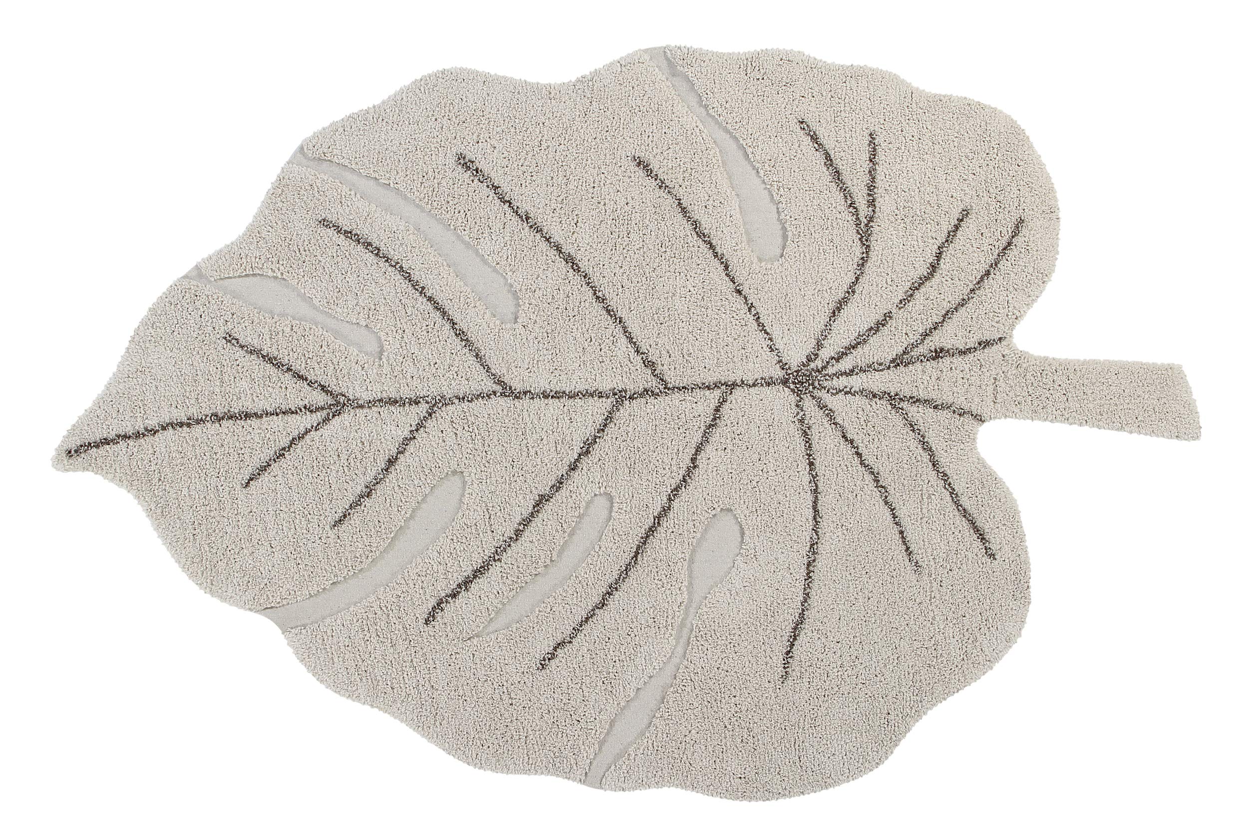 Lorena Canals USA Washable Rug - Monstera Leaf Design, Natural Cotton, Non-Slip, Machine Washable - Perfect for Living Room, Bedroom, Nursery & Home Decor
