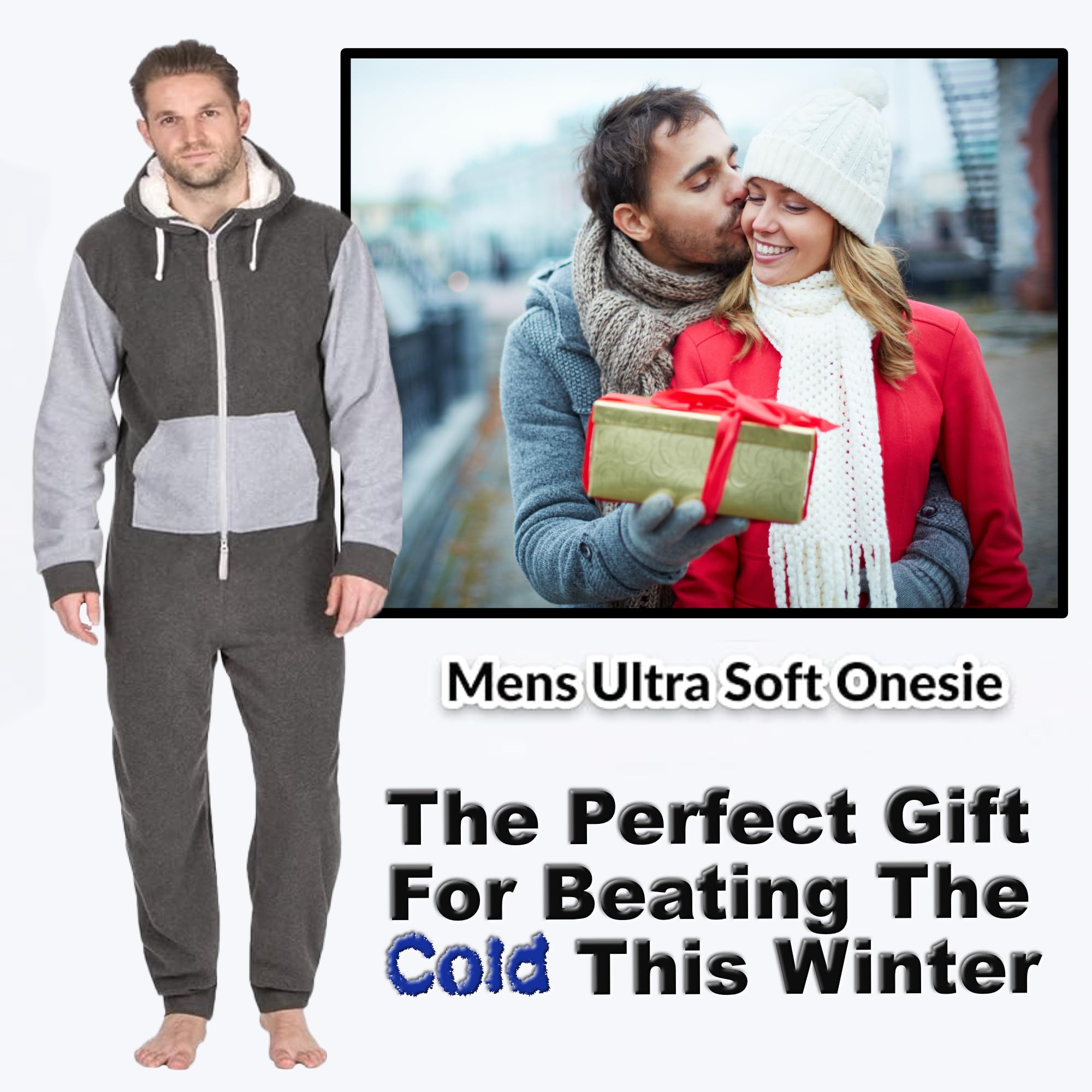 **Purdashian Men's Fleece Onesie Pajamas - Soft & Warm Hooded Loungewear for Adults | All-in-One Sleepwear & Nightwear | Perfect for Relaxing at Home, Lounging, or Cold Weather Comfort**